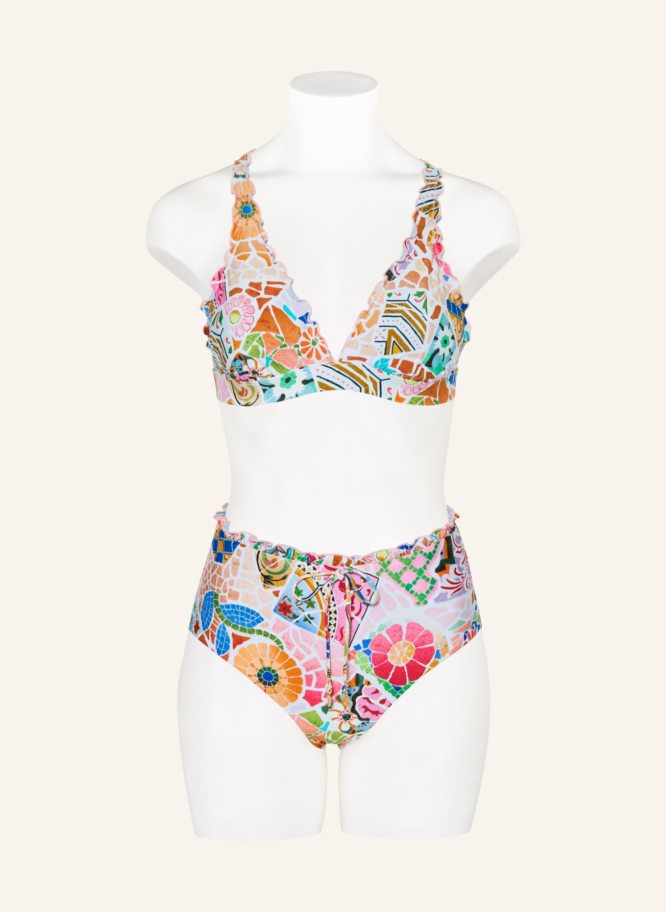 SEAFOLLY Top bikini typu braletka BEACHBOHÈME: MOCNORÓŻOWY / NIEBIESKI / BIAŁY