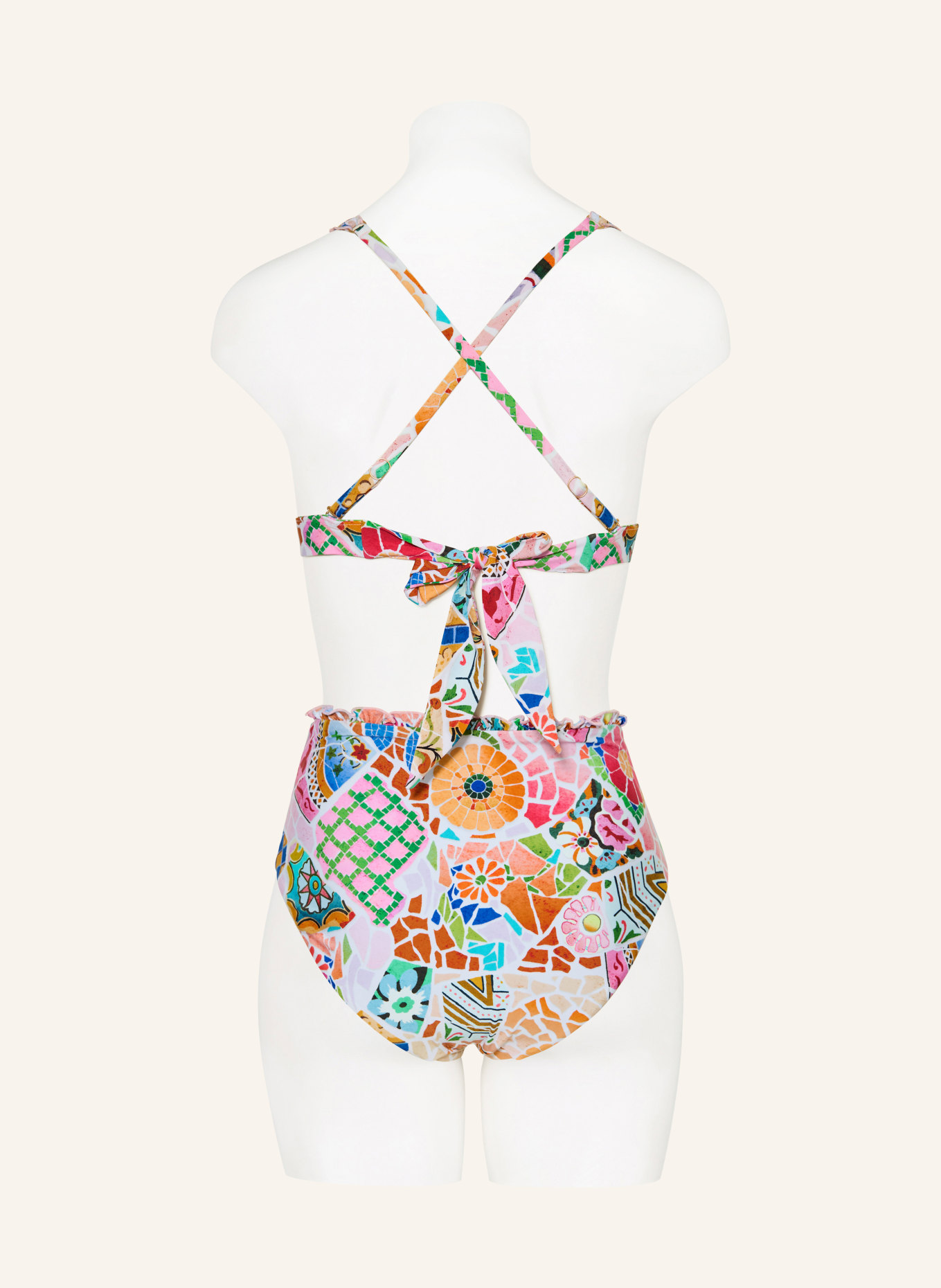 SEAFOLLY Top bikini typu braletka BEACHBOHÈME: MOCNORÓŻOWY / NIEBIESKI / BIAŁY