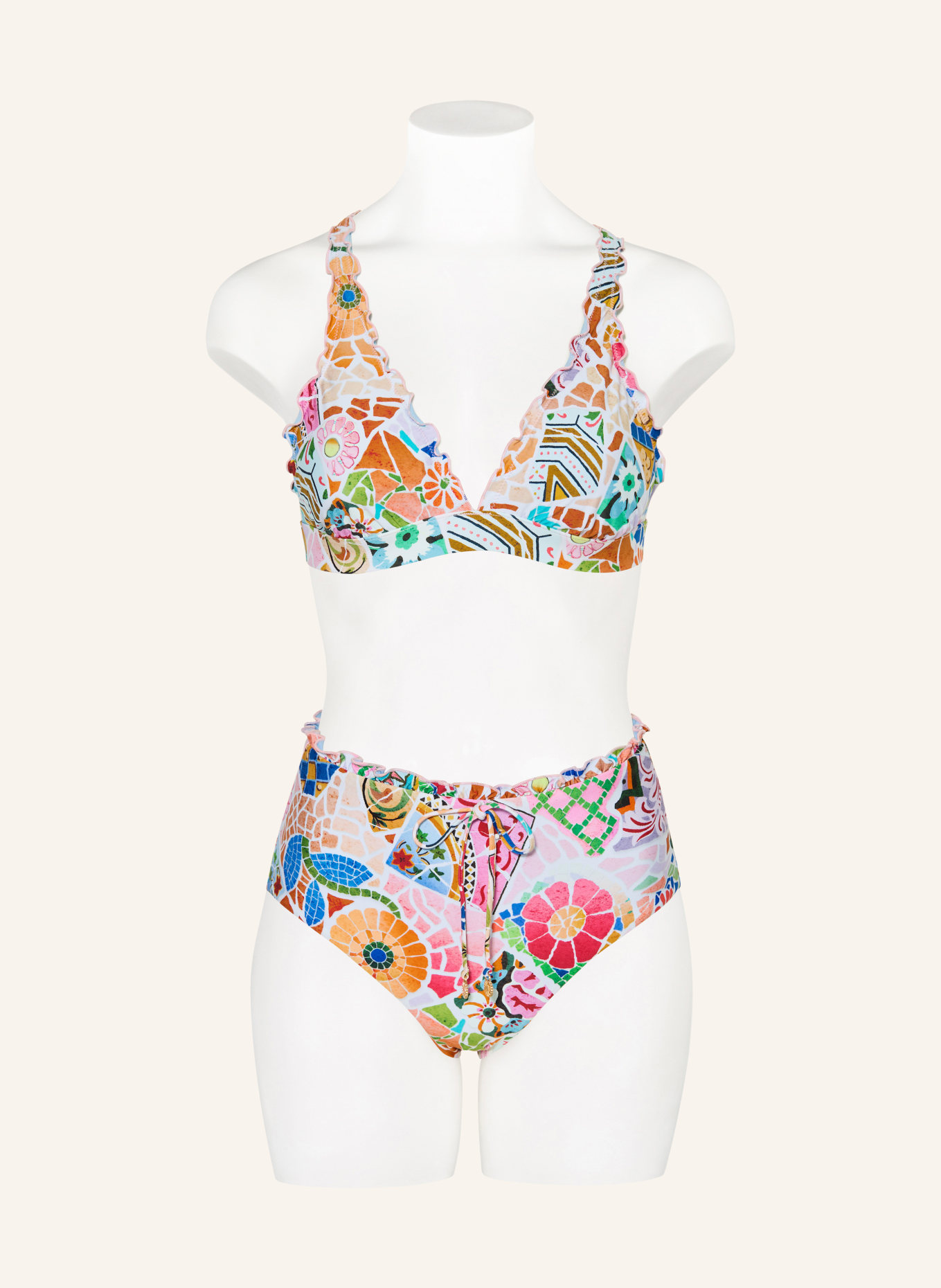 SEAFOLLY Bikiny s vysokým pasem BEACHBOHÈME: RŮŽOVÁ / MODRÁ / BÍLÁ