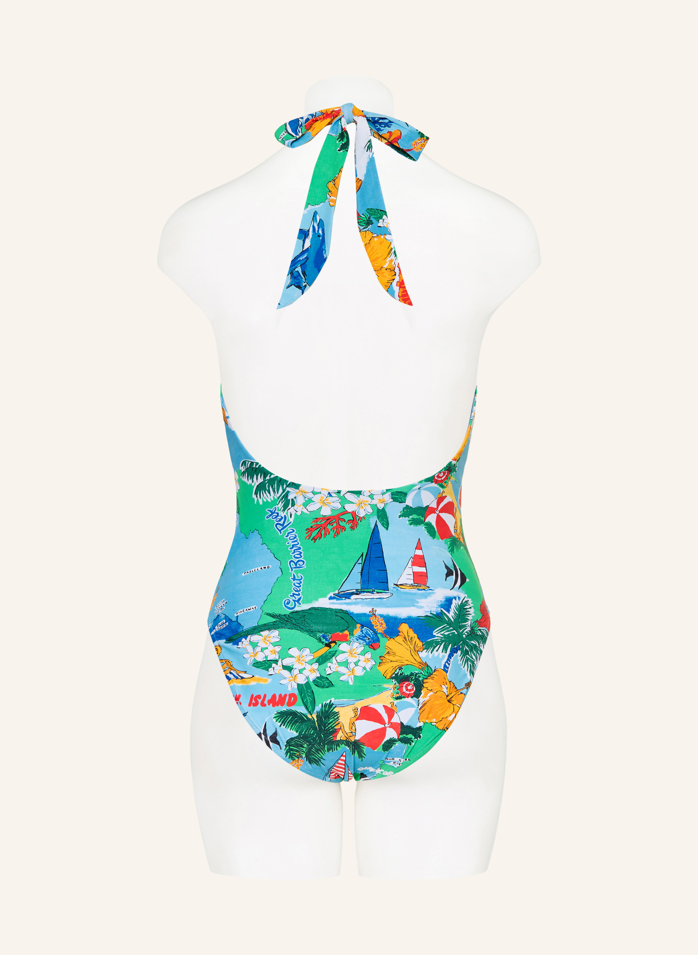 SEAFOLLY Maillot de bain dos nu VIVA VACATION: BLEU CLAIR / ROUGE / VERT