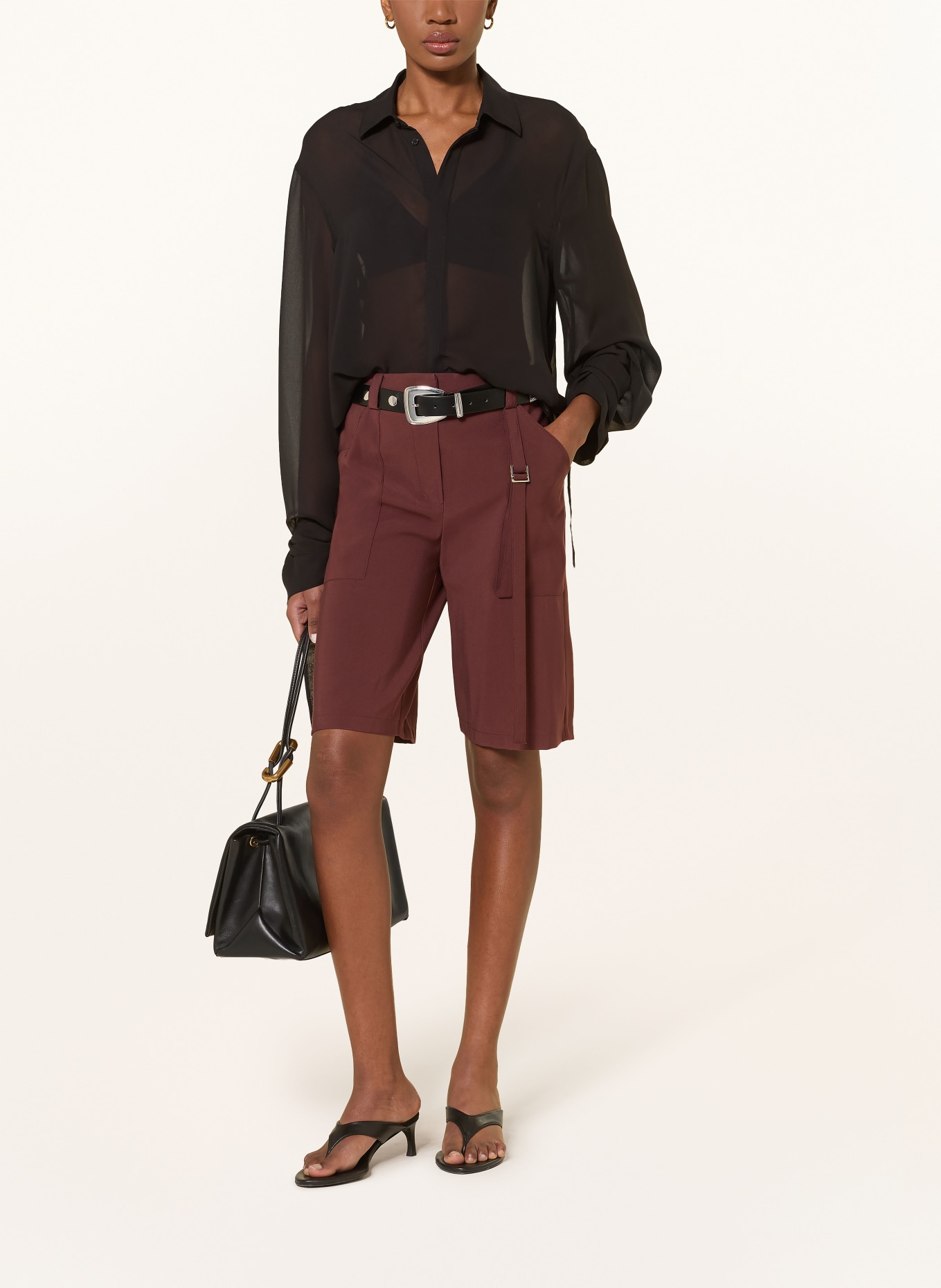 PATRIZIA PEPE bermudy: CIEMNOCZERWONY