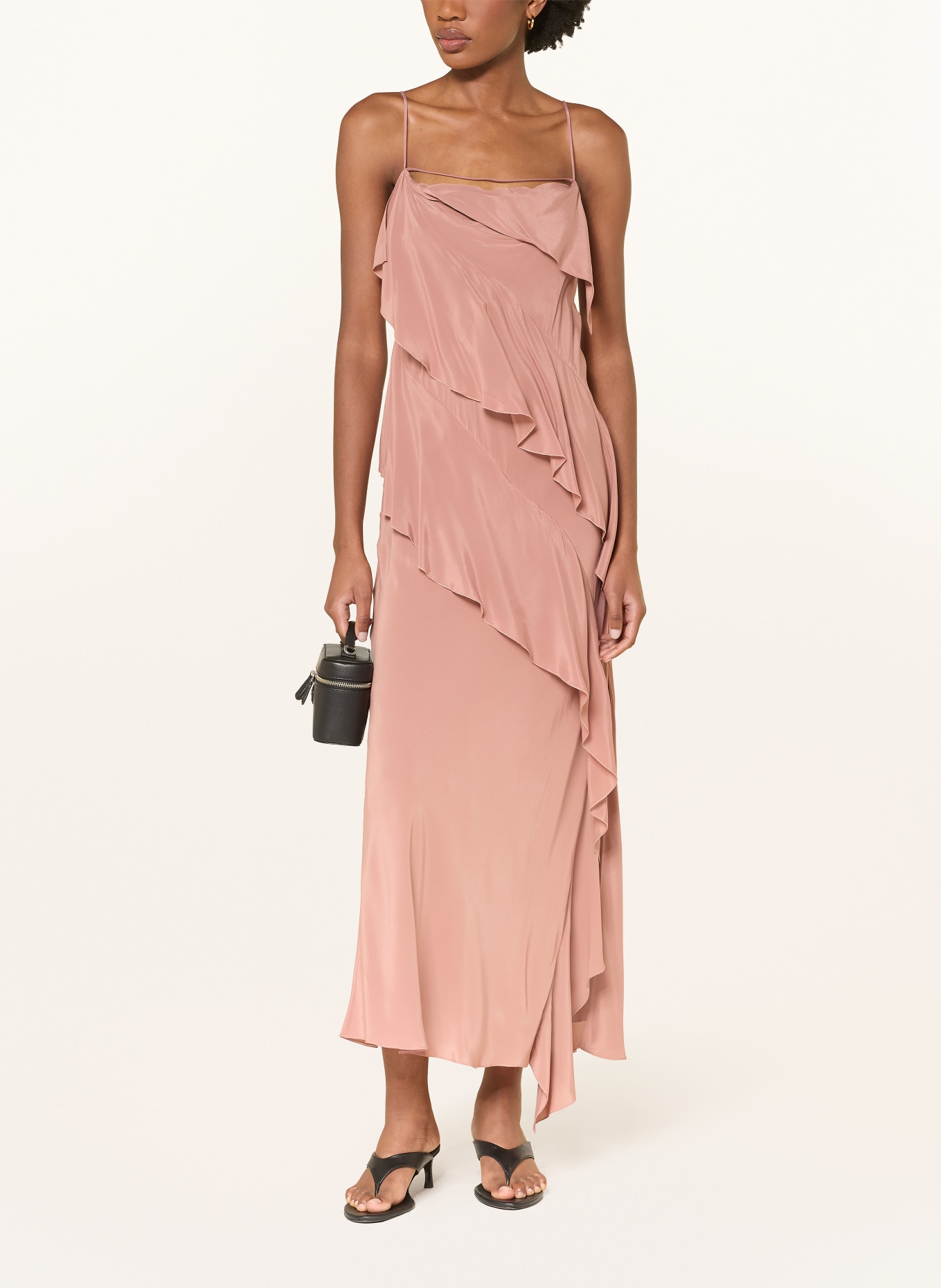 PATRIZIA PEPE Abendkleid mit Volants: ROSÉ