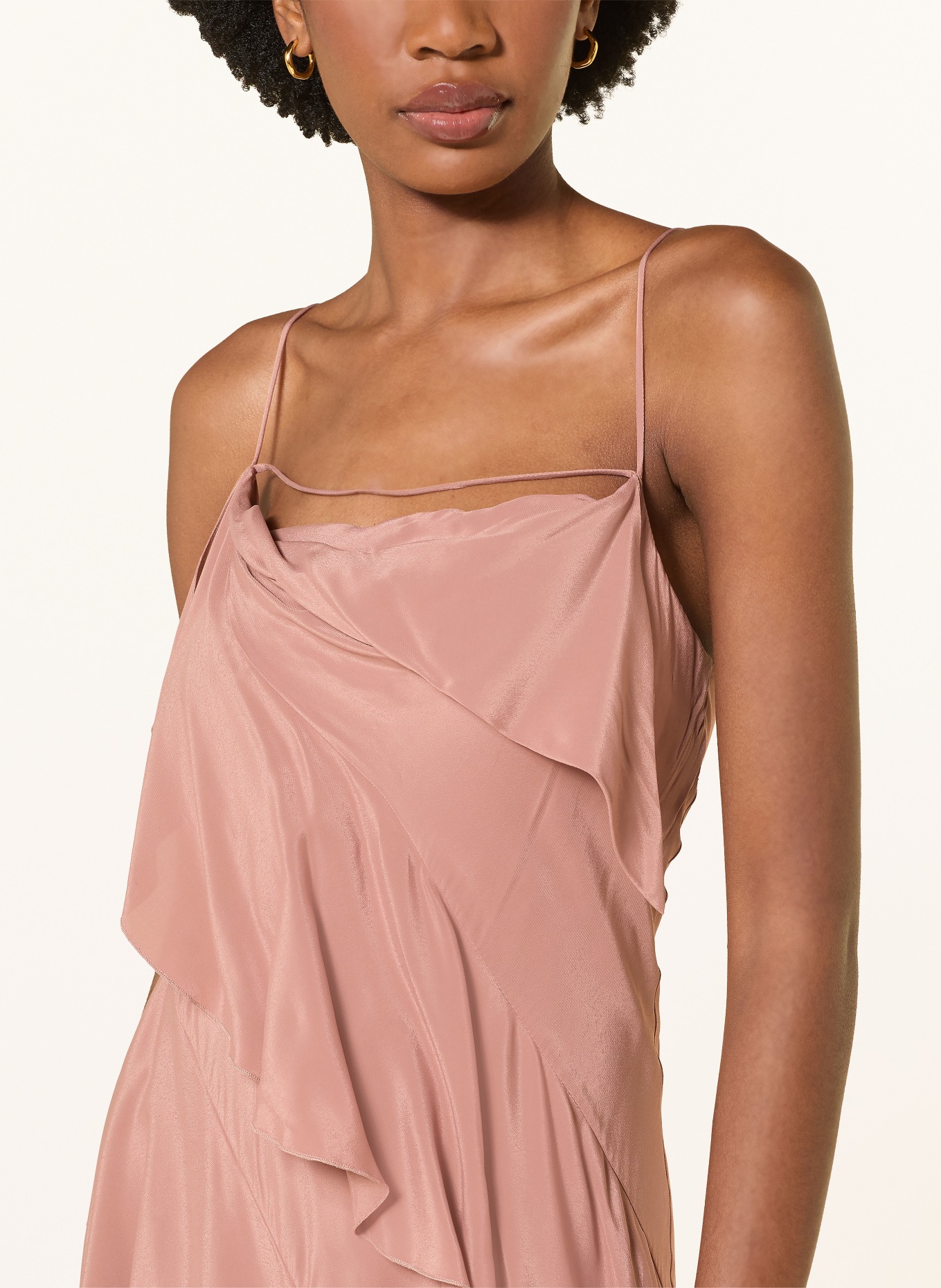 PATRIZIA PEPE Abendkleid mit Volants: ROSÉ