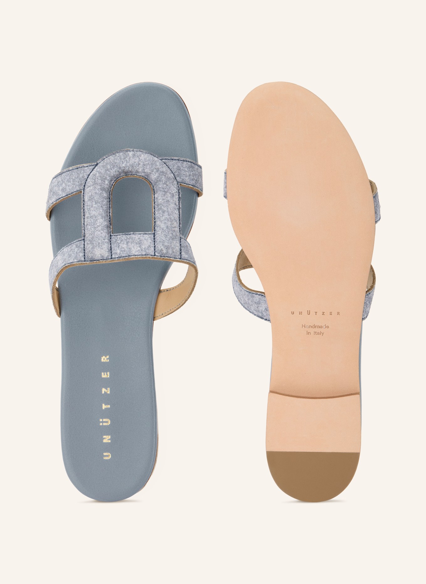 UNÜTZER Pantoletten: HELLBLAU