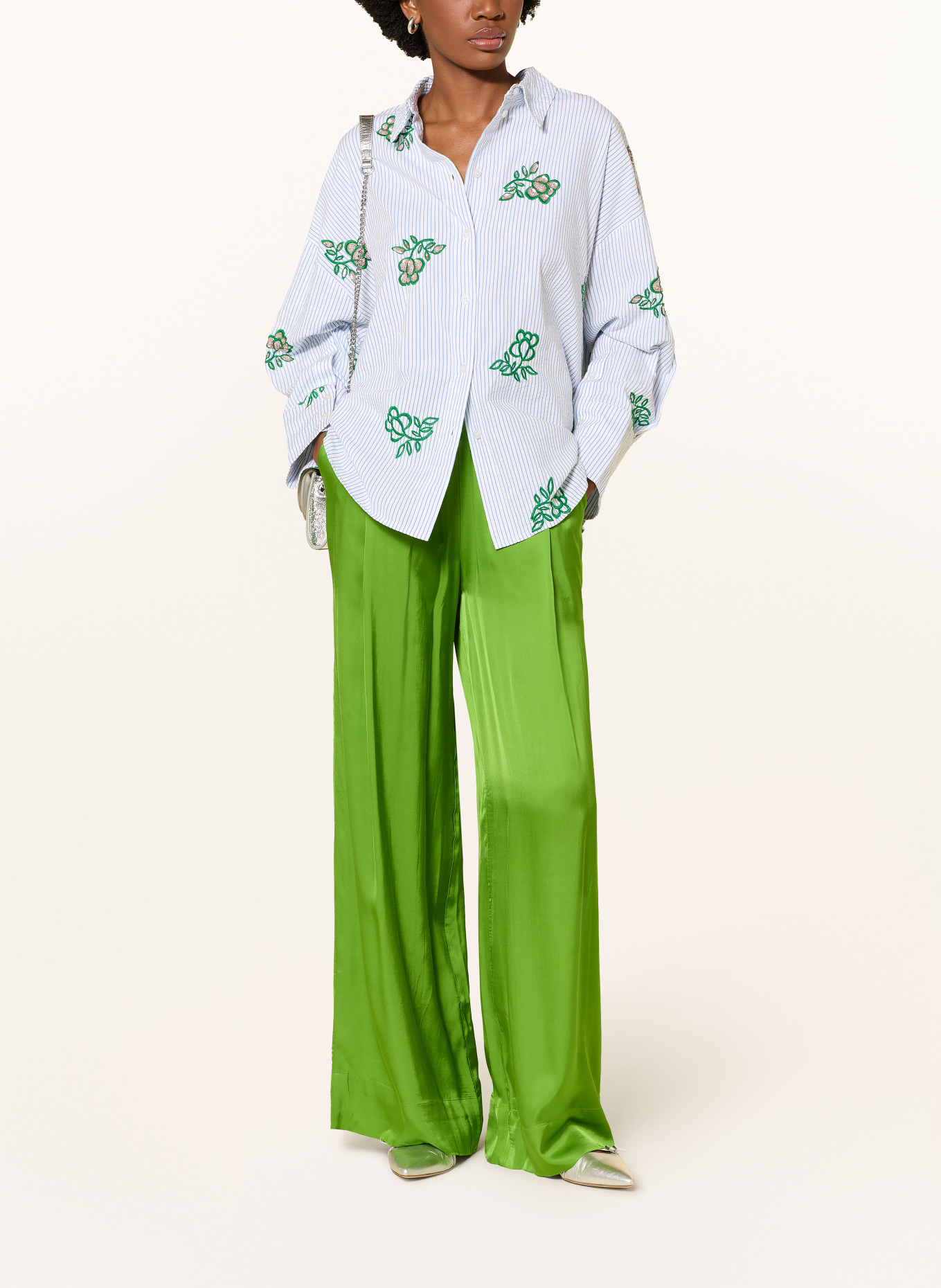 ESSENTIEL ANTWERP Marlenehose JULISSA aus Satin: GRÜN