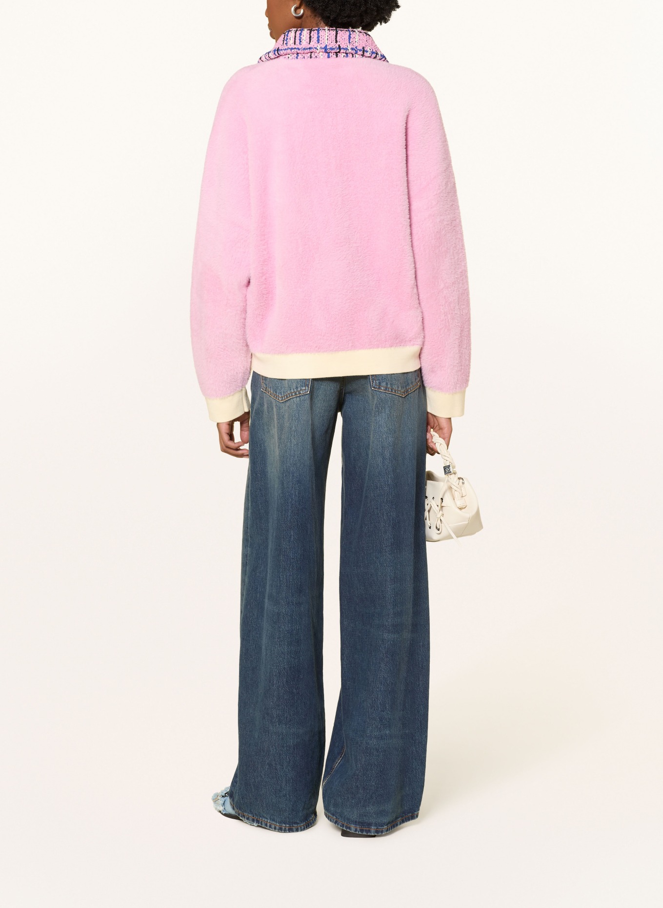 ESSENTIEL ANTWERP Veste carrée JOILU: ROSE / ÉCRU / BLEU