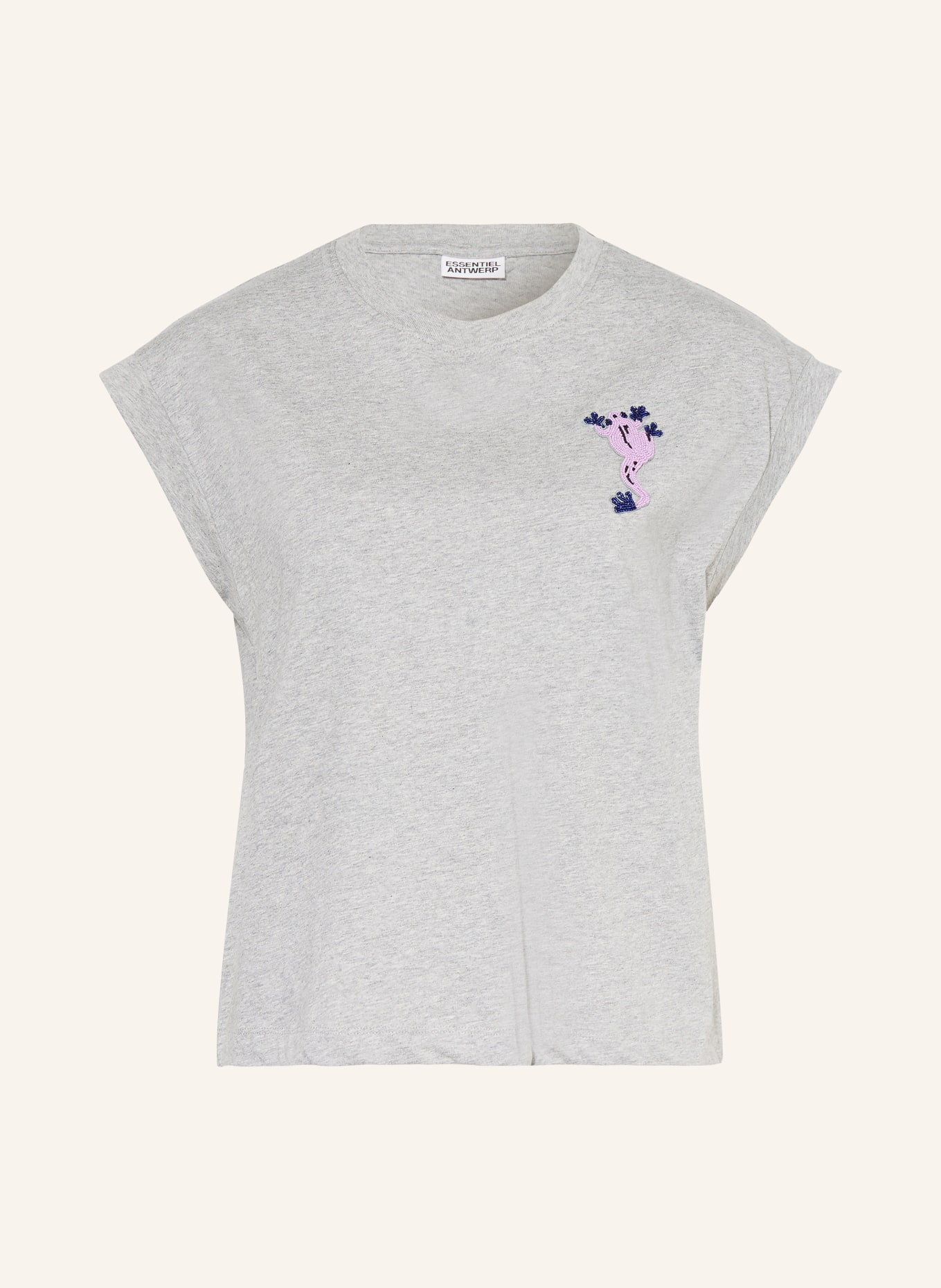 ESSENTIEL ANTWERP T-shirt JUNGALA avec perles décoratives: GRIS / LILAS CLAIR / LILAS