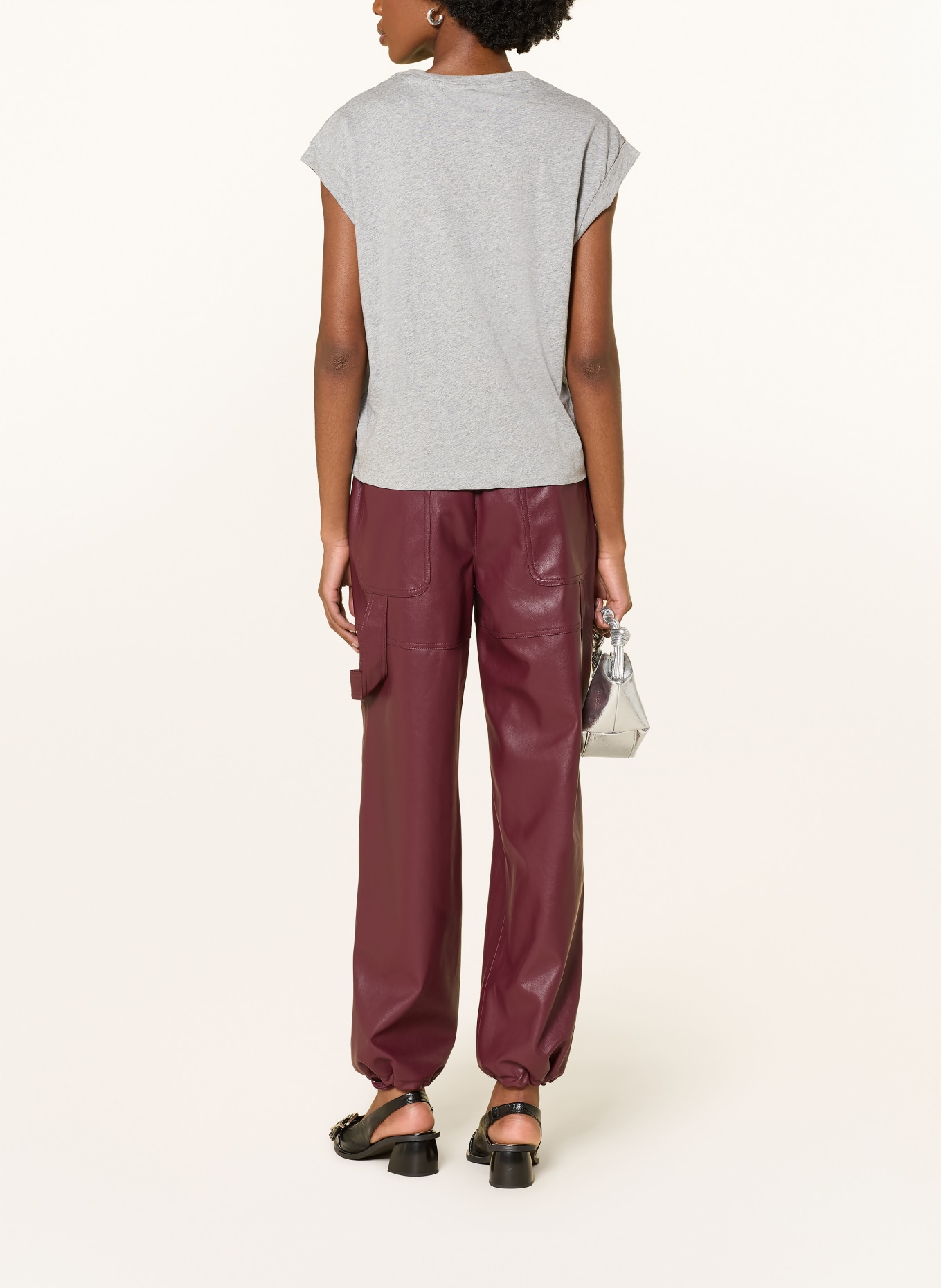 ESSENTIEL ANTWERP T-shirt JUNGALA avec perles décoratives: GRIS / LILAS CLAIR / LILAS