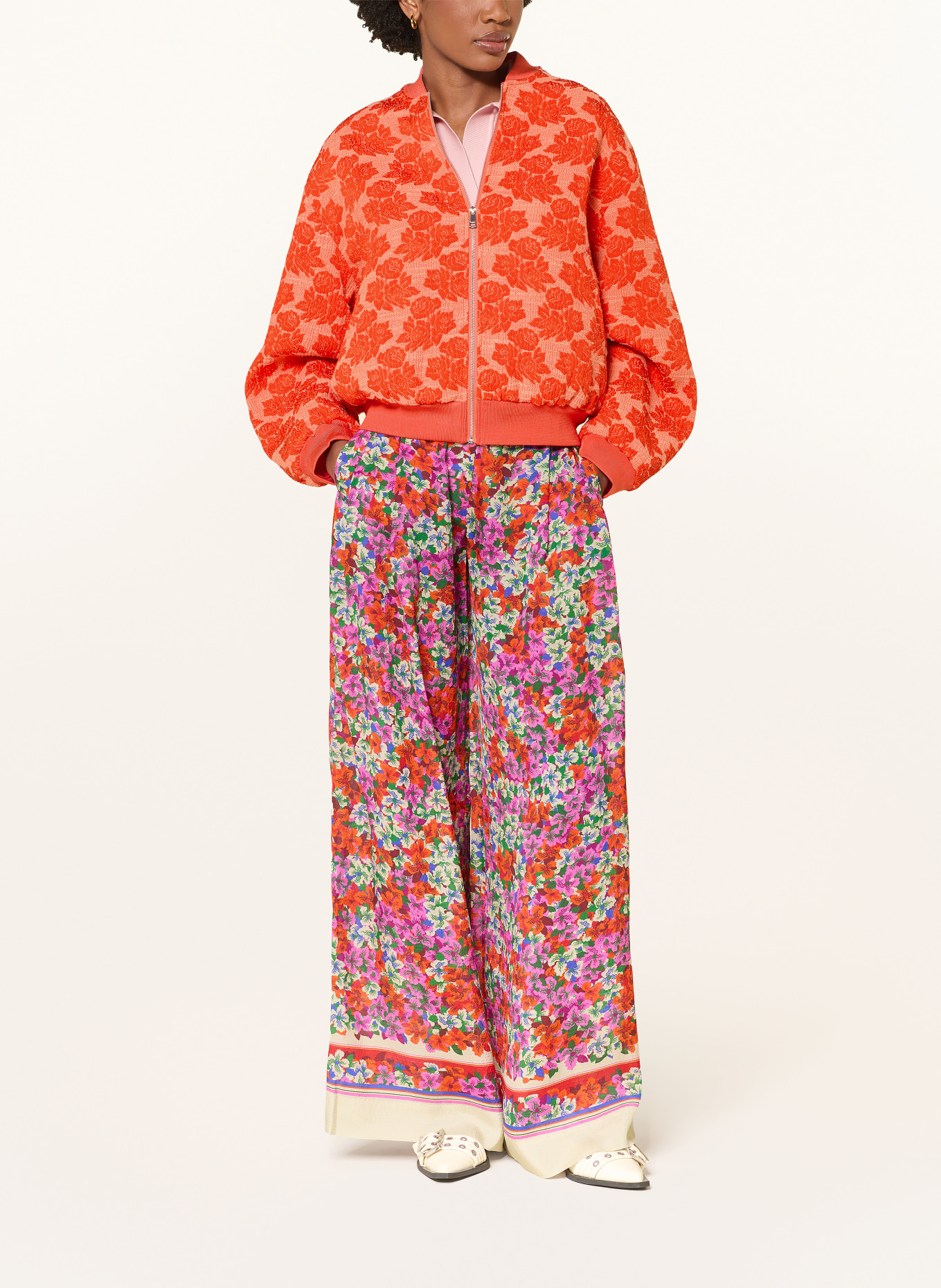 ESSENTIEL ANTWERP Jacquard blouson JIBE: RED / LIGHT RED