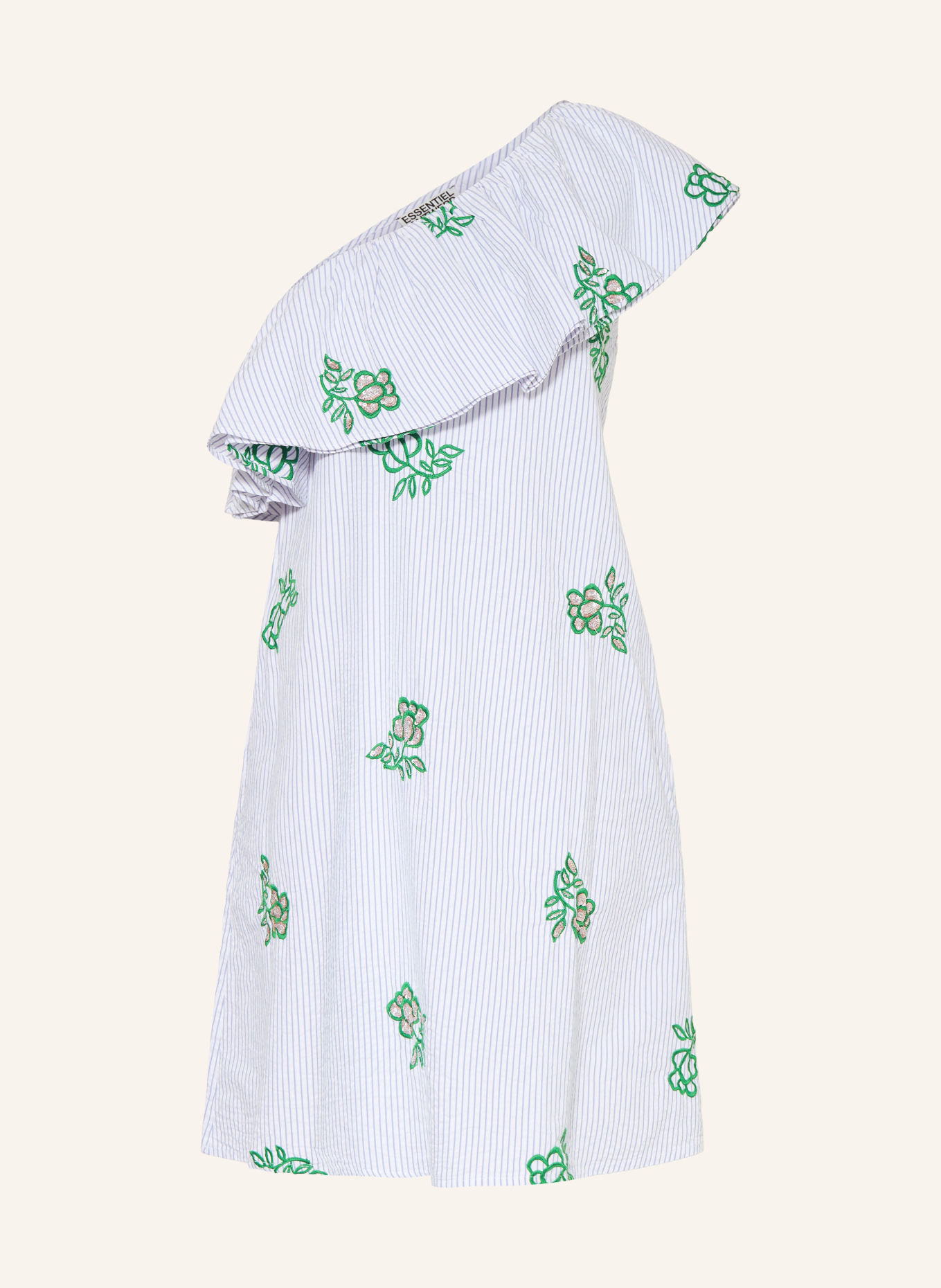 ESSENTIEL ANTWERP One-Shoulder-Kleid JUSJUS mit Schmucksteinen und Pailletten: HELLBLAU / GRÜN / WEISS