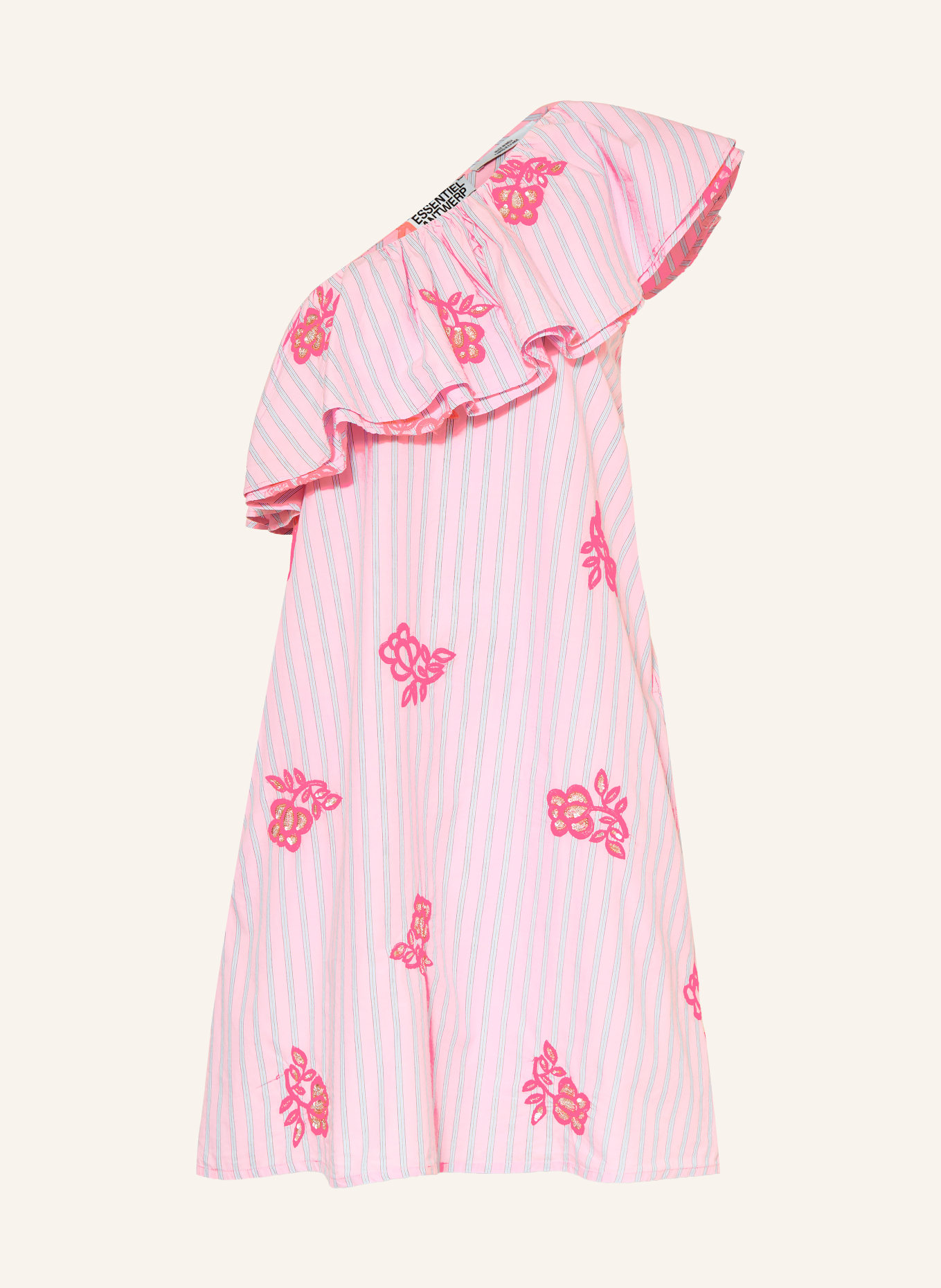 ESSENTIEL ANTWERP One-Shoulder-Kleid JUSJUS mit Schmucksteinen und Pailletten: PINK / NEONPINK / HELLBLAU