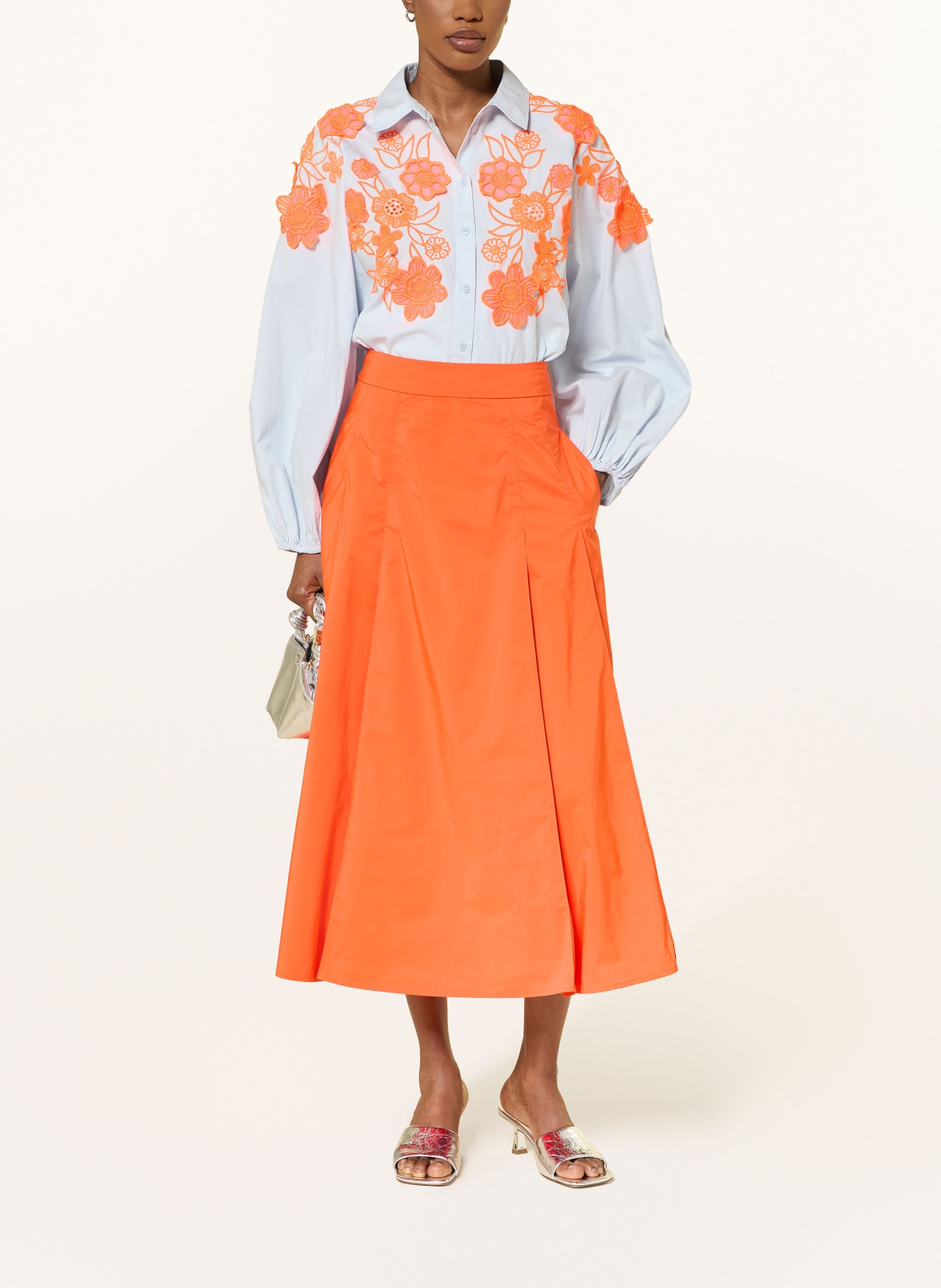 ESSENTIEL ANTWERP Overhemdblouse JOELLA: LICHTBLAUW / NEONORANJE