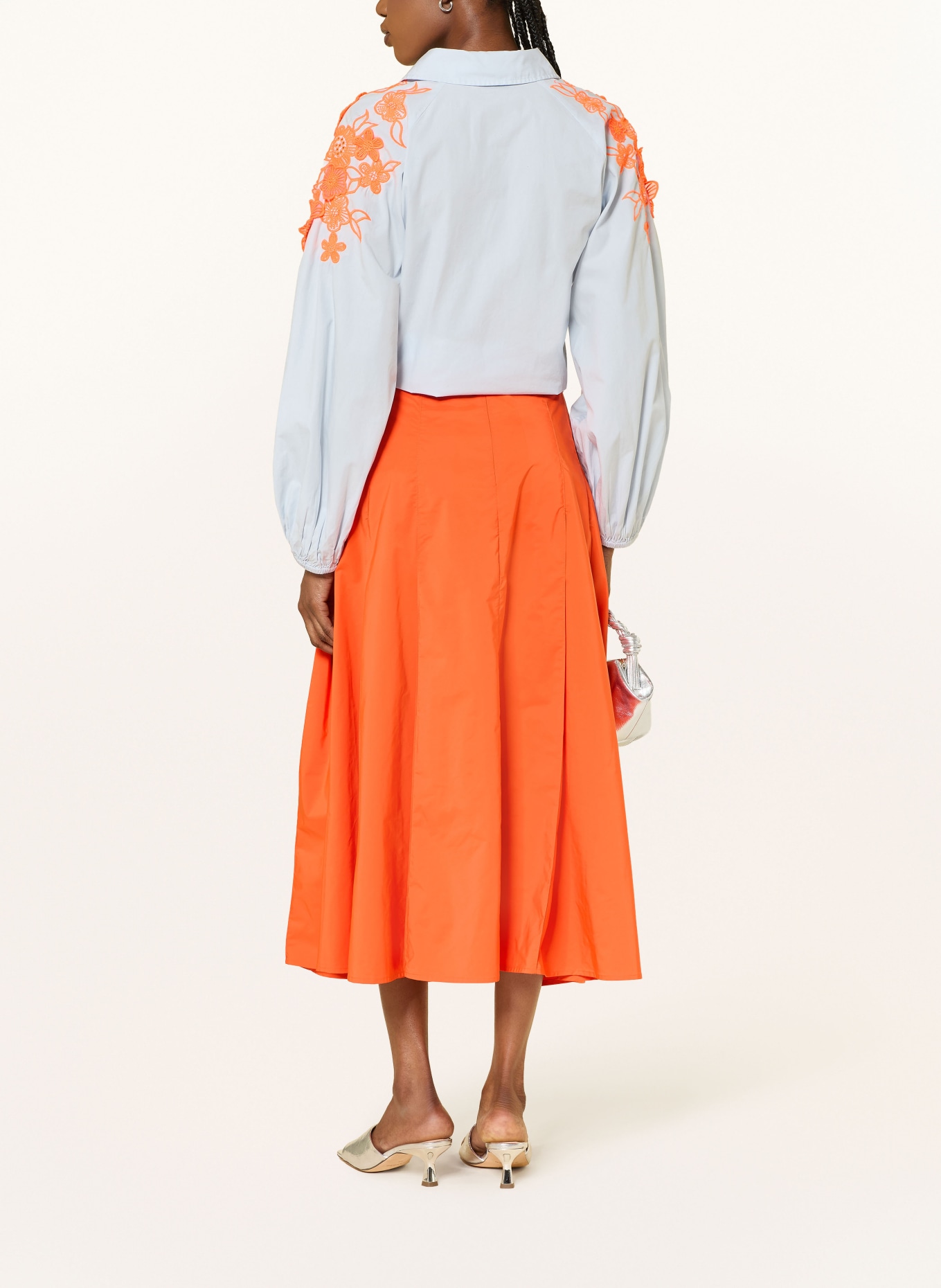 ESSENTIEL ANTWERP Overhemdblouse JOELLA: LICHTBLAUW / NEONORANJE