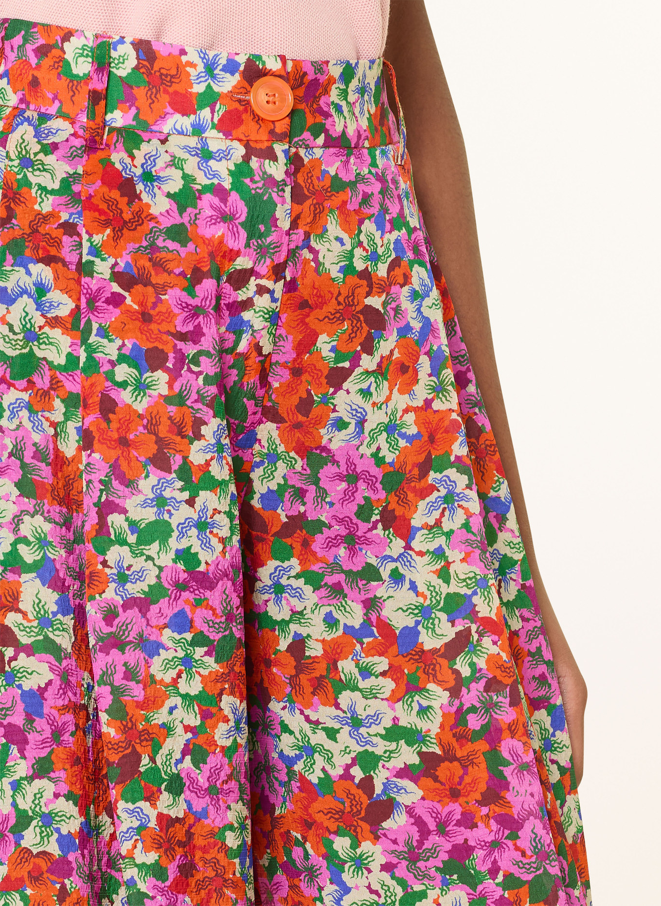 ESSENTIEL ANTWERP Marlenehose JOEK mit Seide: ROSA / ORANGE / GRÜN