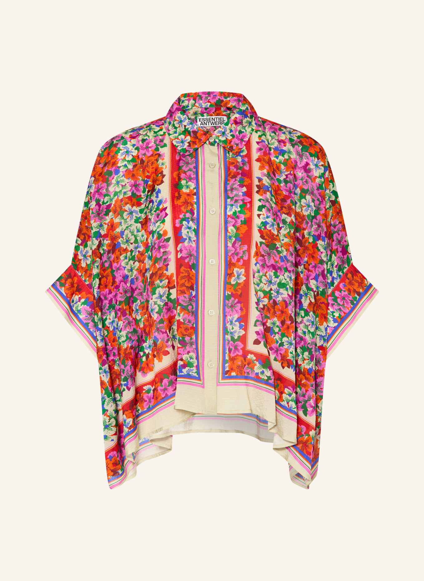 ESSENTIEL ANTWERP Oversized-Hemdbluse JIRT mit Seide und 3/4-Arm: ROT / LILA / BLAU