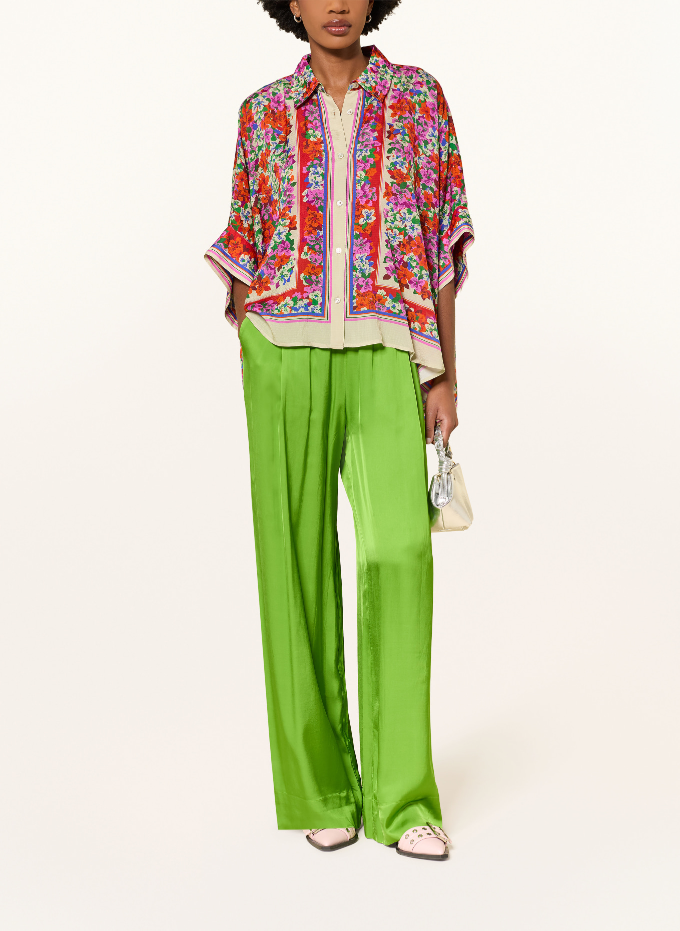 ESSENTIEL ANTWERP Oversized-Hemdbluse JIRT mit Seide und 3/4-Arm: ROT / LILA / BLAU