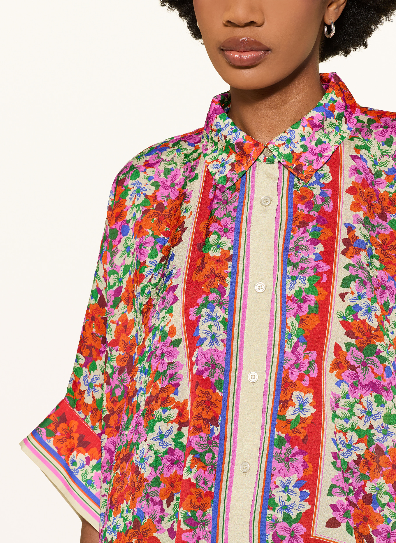 ESSENTIEL ANTWERP Oversized-Hemdbluse JIRT mit Seide und 3/4-Arm: ROT / LILA / BLAU