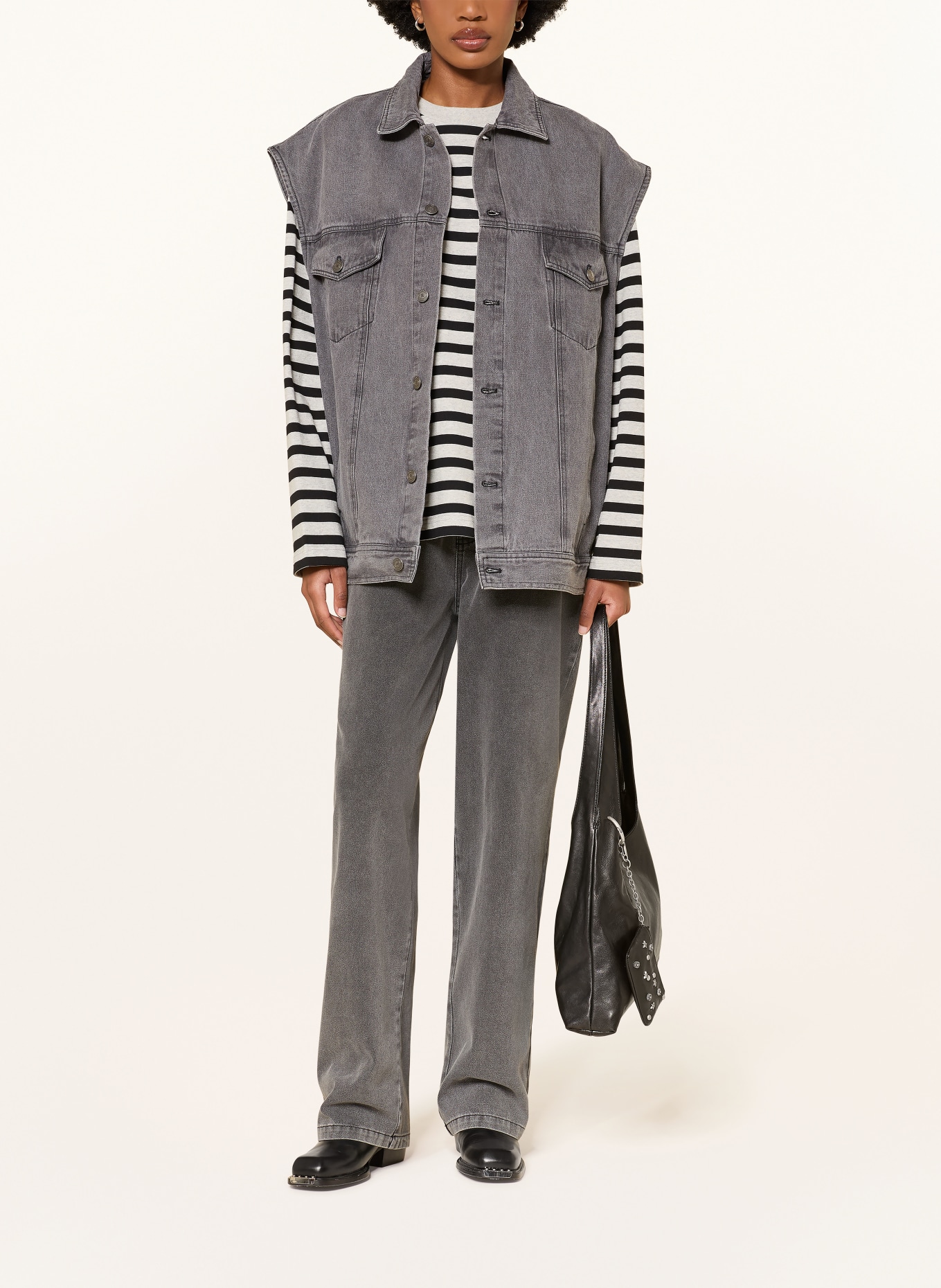 KARO KAUER Gilet en jean oversize: GRIS