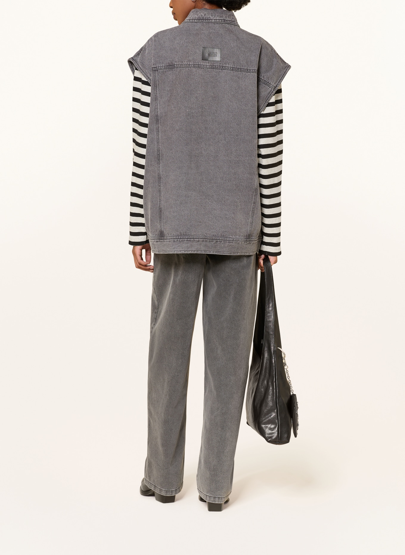 KARO KAUER Gilet en jean oversize: GRIS