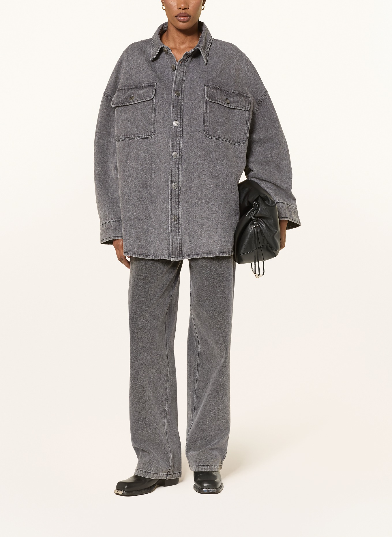 KARO KAUER Denim overshirt: GRAY