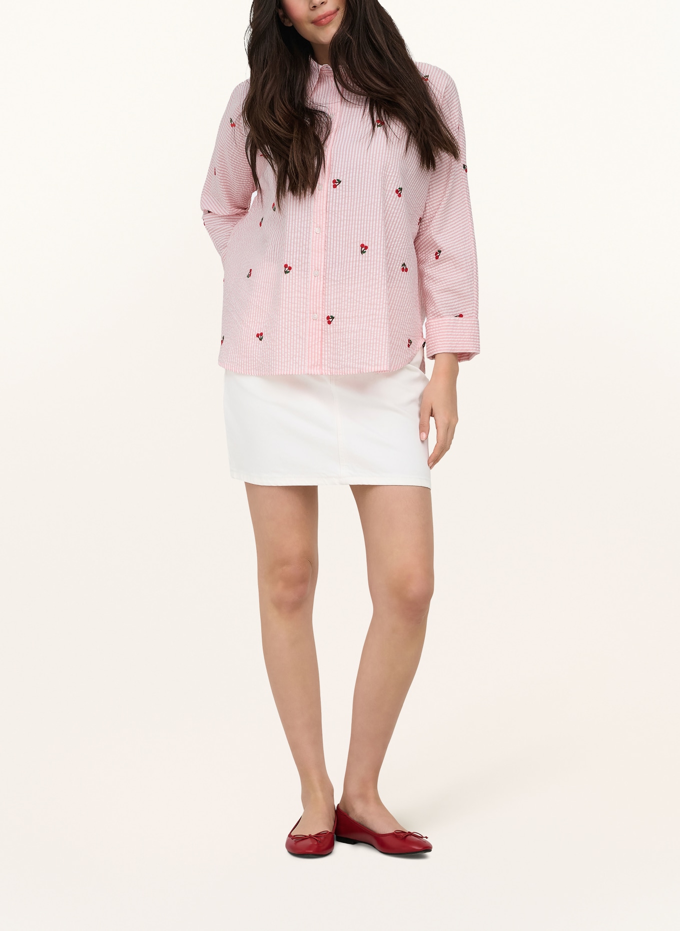 ONLY overhemdblouse: LICHTROOD / WIT