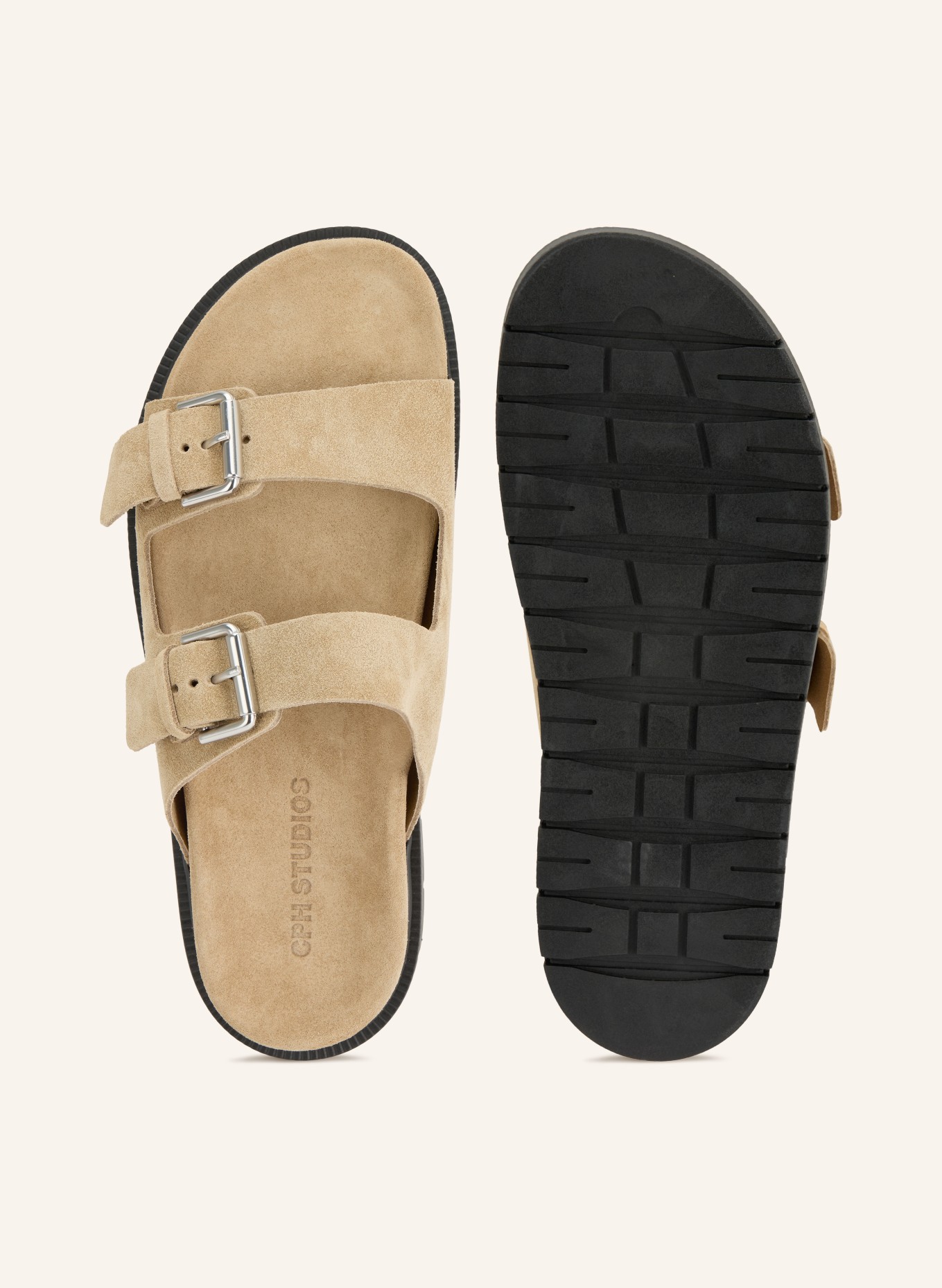 COPENHAGEN STUDIOS Pantoletten CPH701M: HELLBRAUN / SILBER