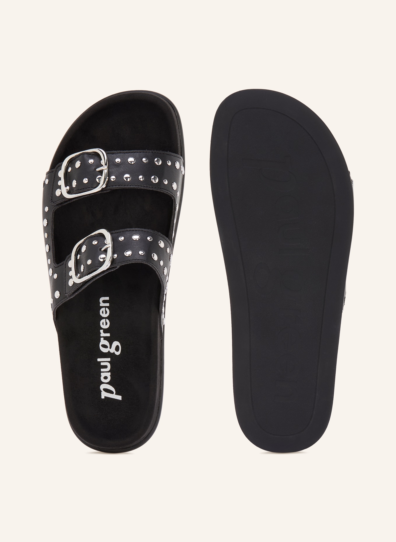 paul green Plateau pantofle s nýty: ČERNÁ / STŘÍBRNÁ