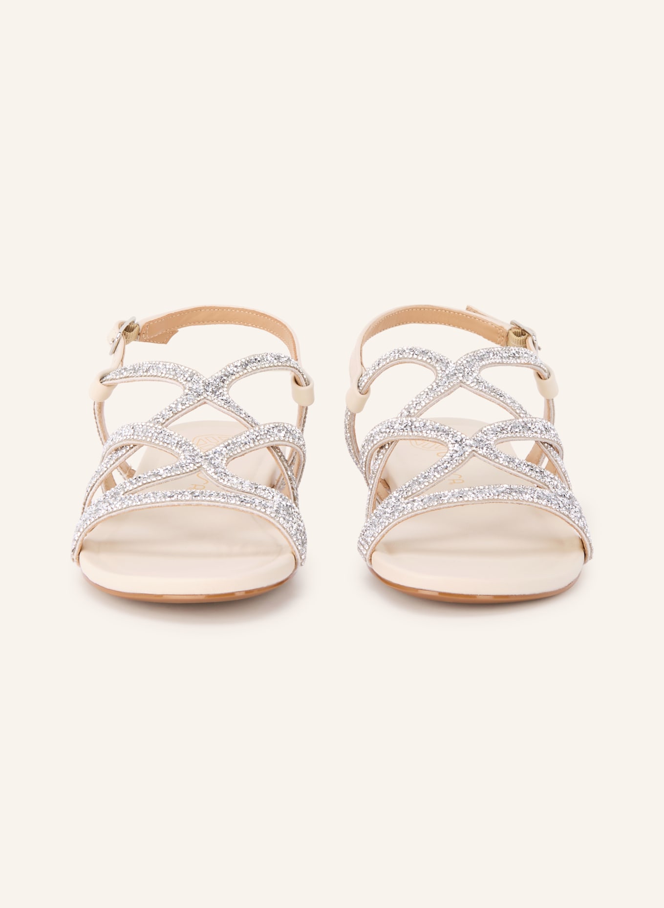 UNISA Sandały COMIC z kamieniami ozdobnymi: KREMOWY / SREBRNY