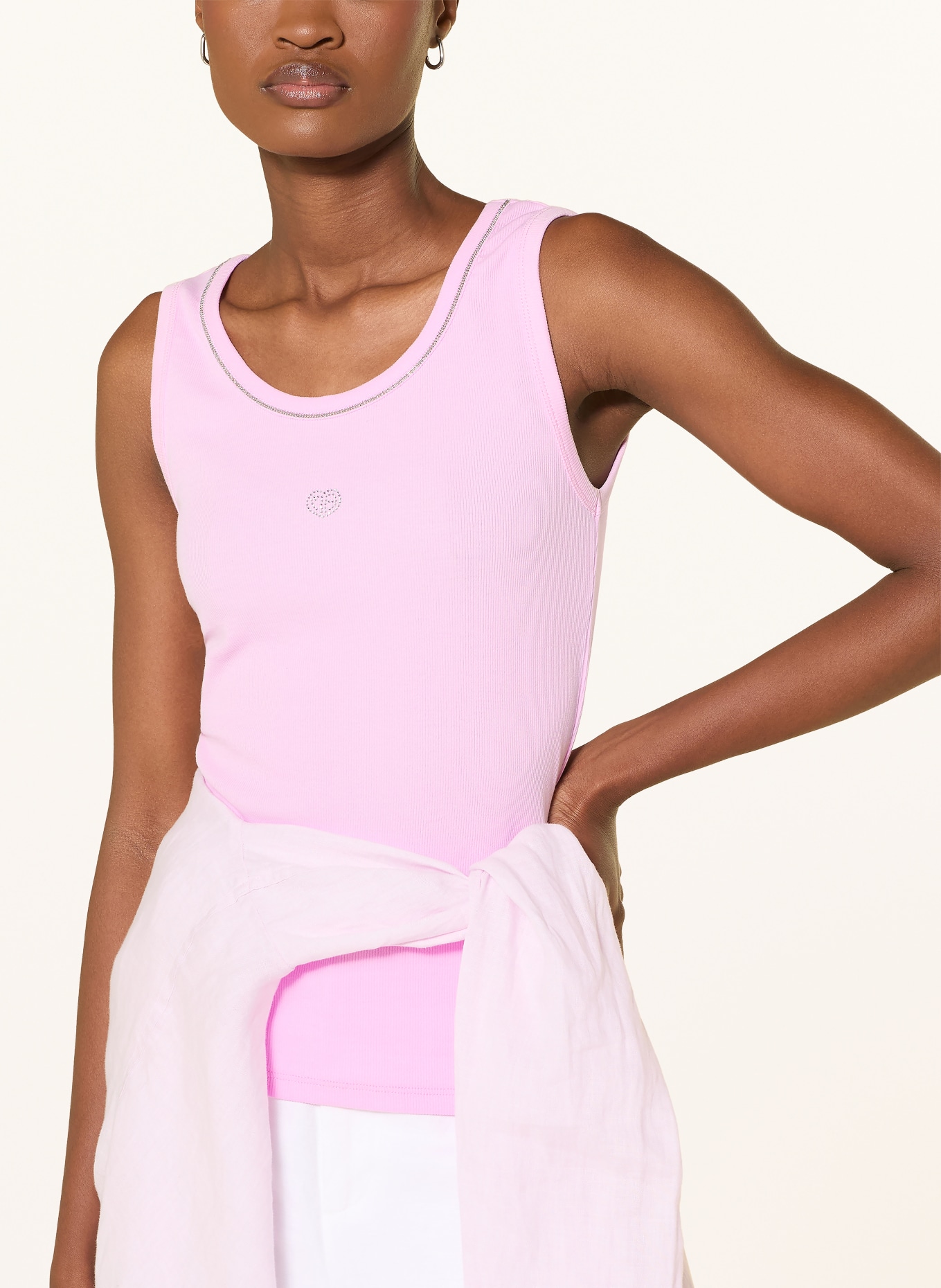 MARC AUREL Top met sierstenen: ROZE