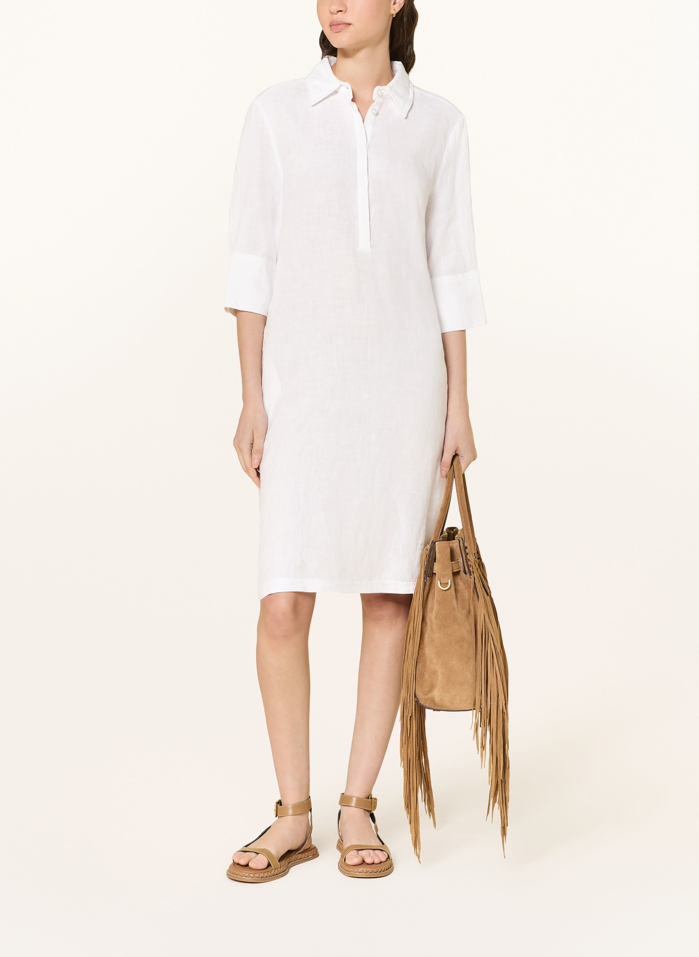 MARC AUREL Leinenkleid mit 3/4-Arm: WEISS