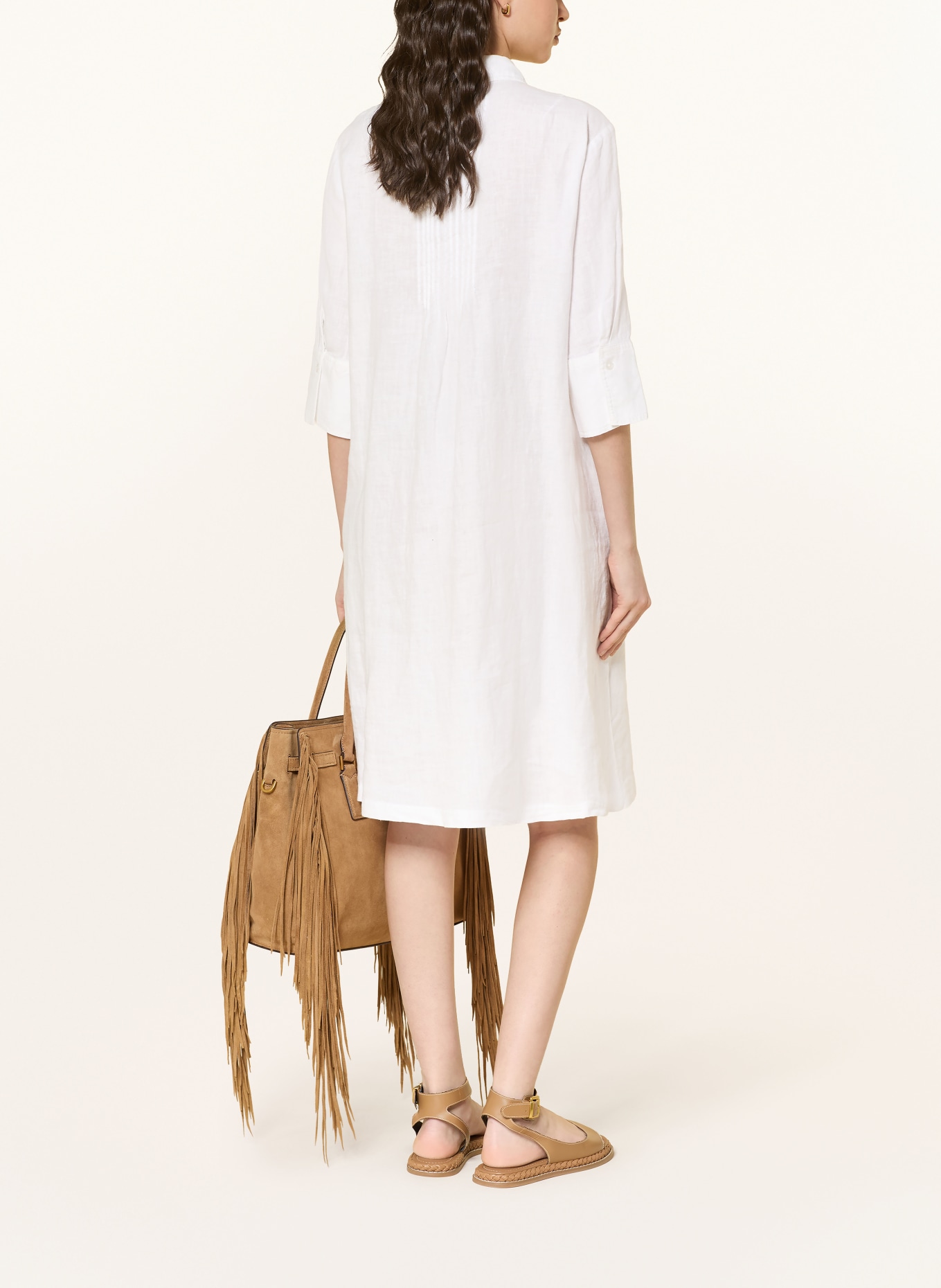 MARC AUREL Leinenkleid mit 3/4-Arm: WEISS