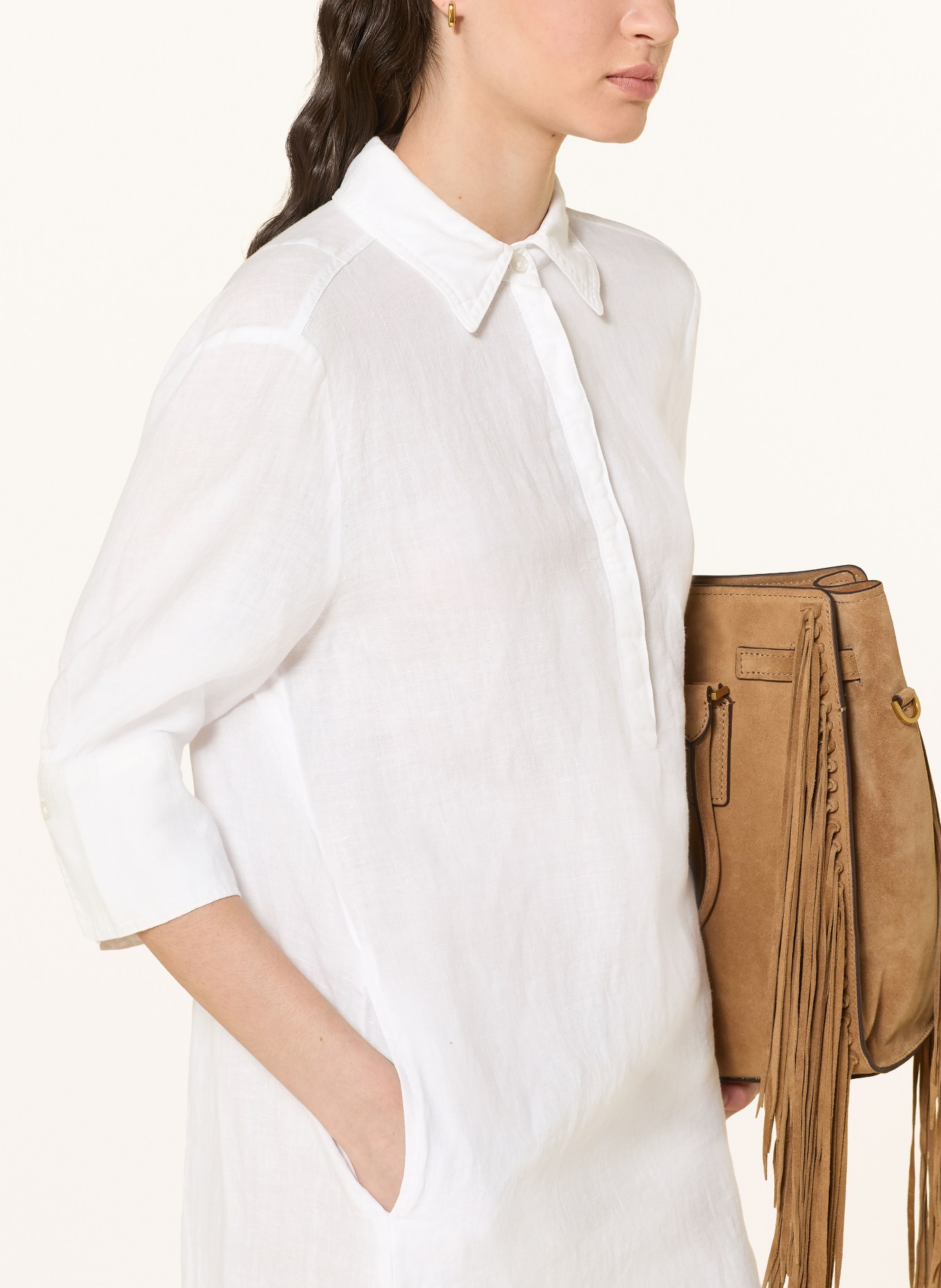 MARC AUREL Leinenkleid mit 3/4-Arm: WEISS