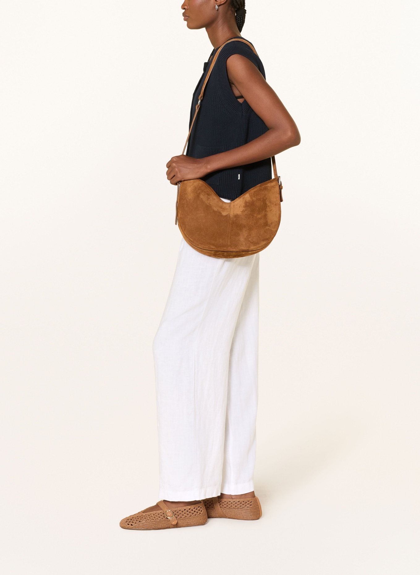 MARC AUREL Wide leg trousers made of linen: WHITE