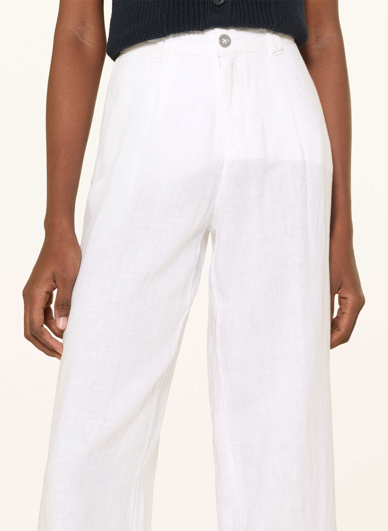 MARC AUREL Wide leg trousers made of linen: WHITE