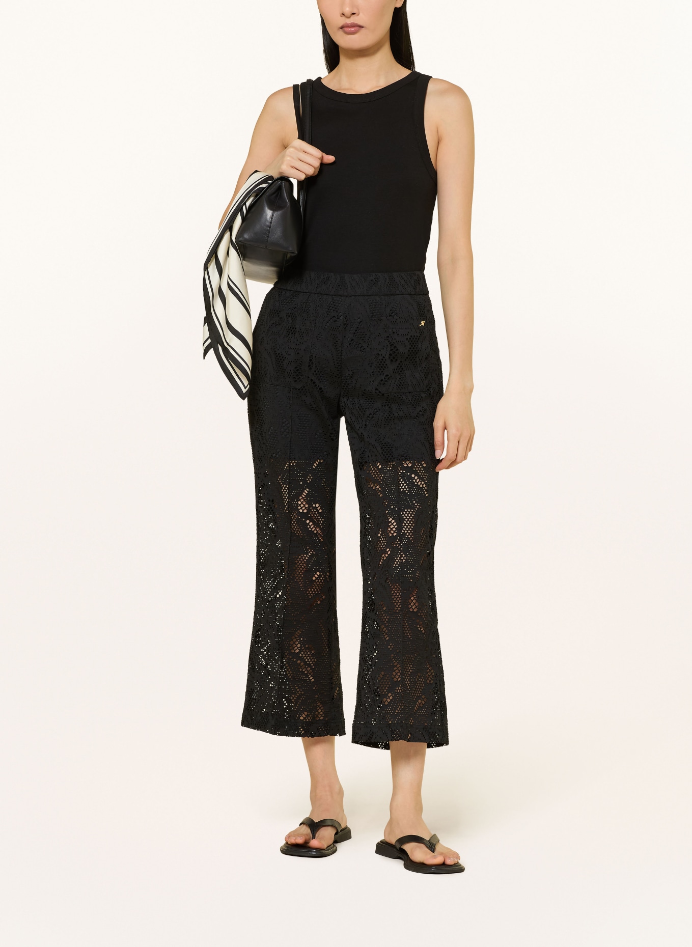 MASON'S Broek van kant met gaatjes: ZWART