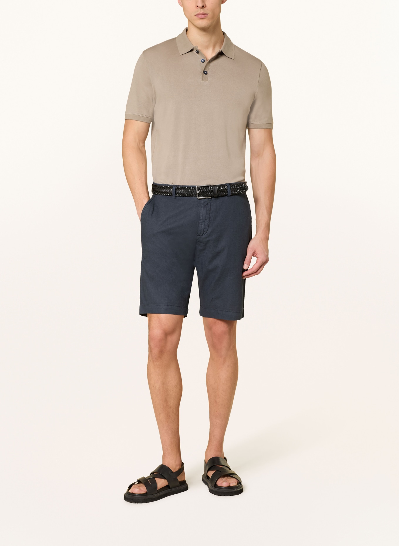 CINQUE Szorty CIJUNO z lnu: GRANATOWY