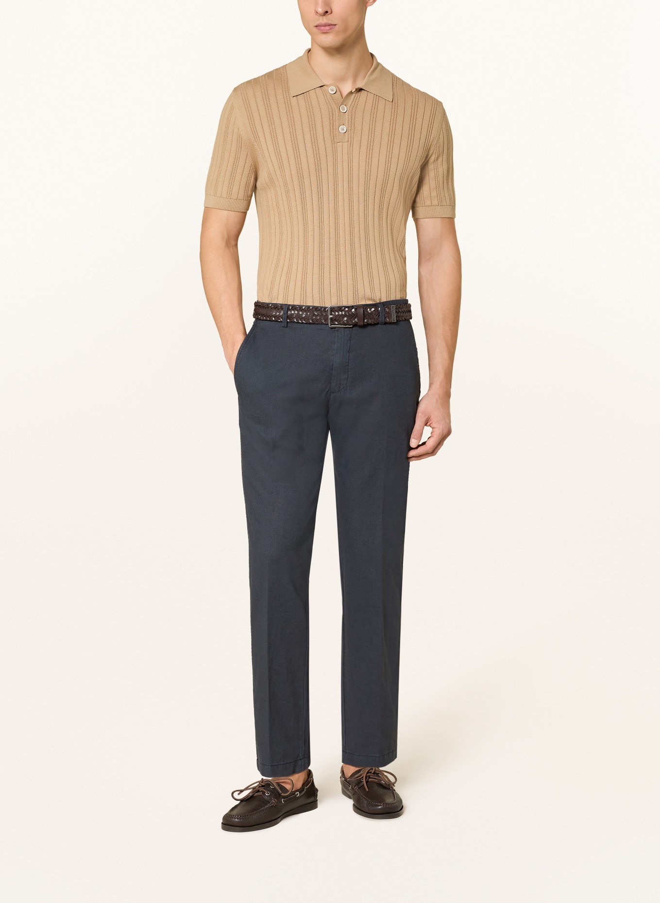 CINQUE CIJULI slim fit chino with linen: DARK BLUE