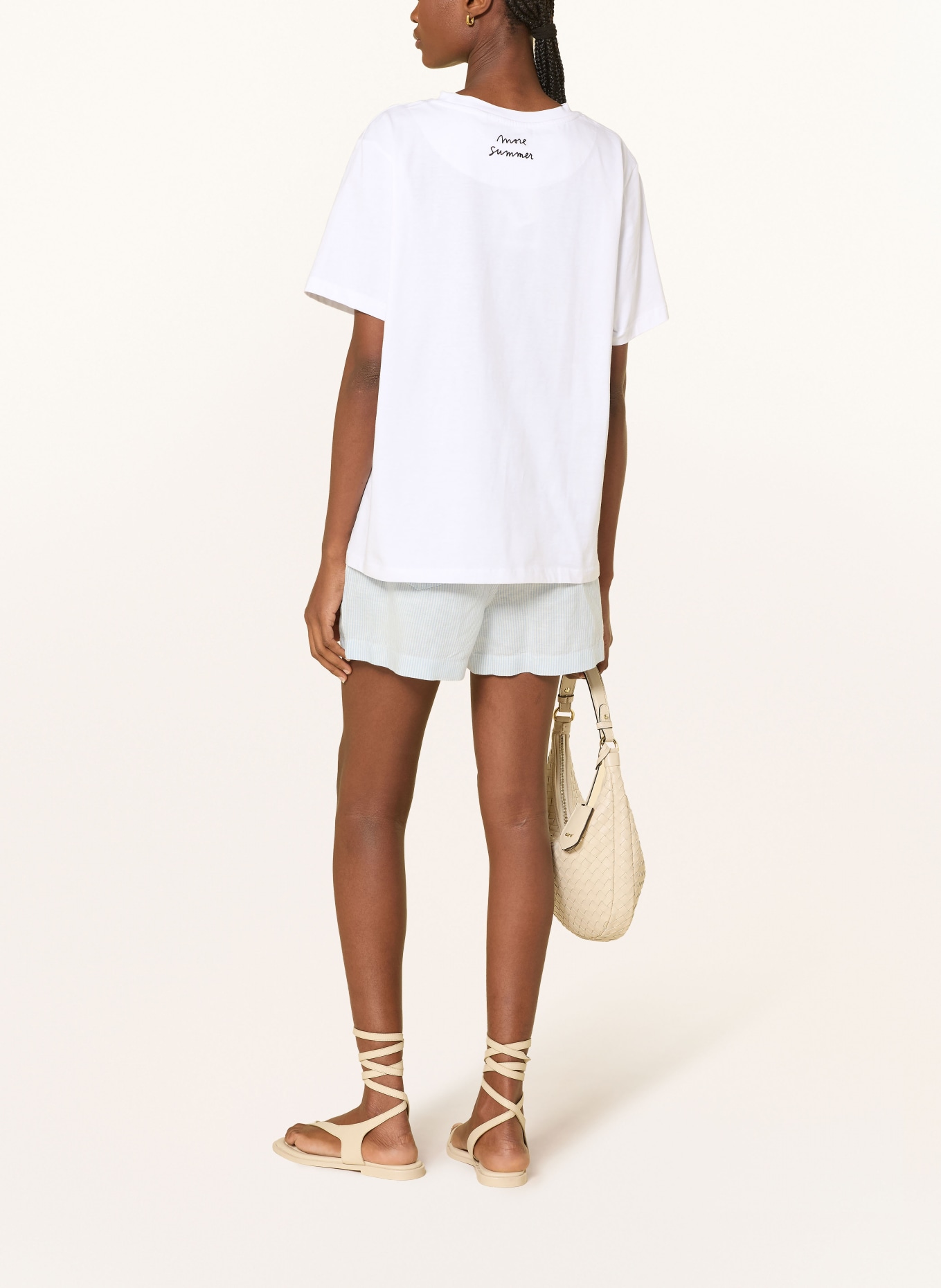 kera till T-shirt STRANDLIEGE: WIT / LICHTBLAUW / ZWART