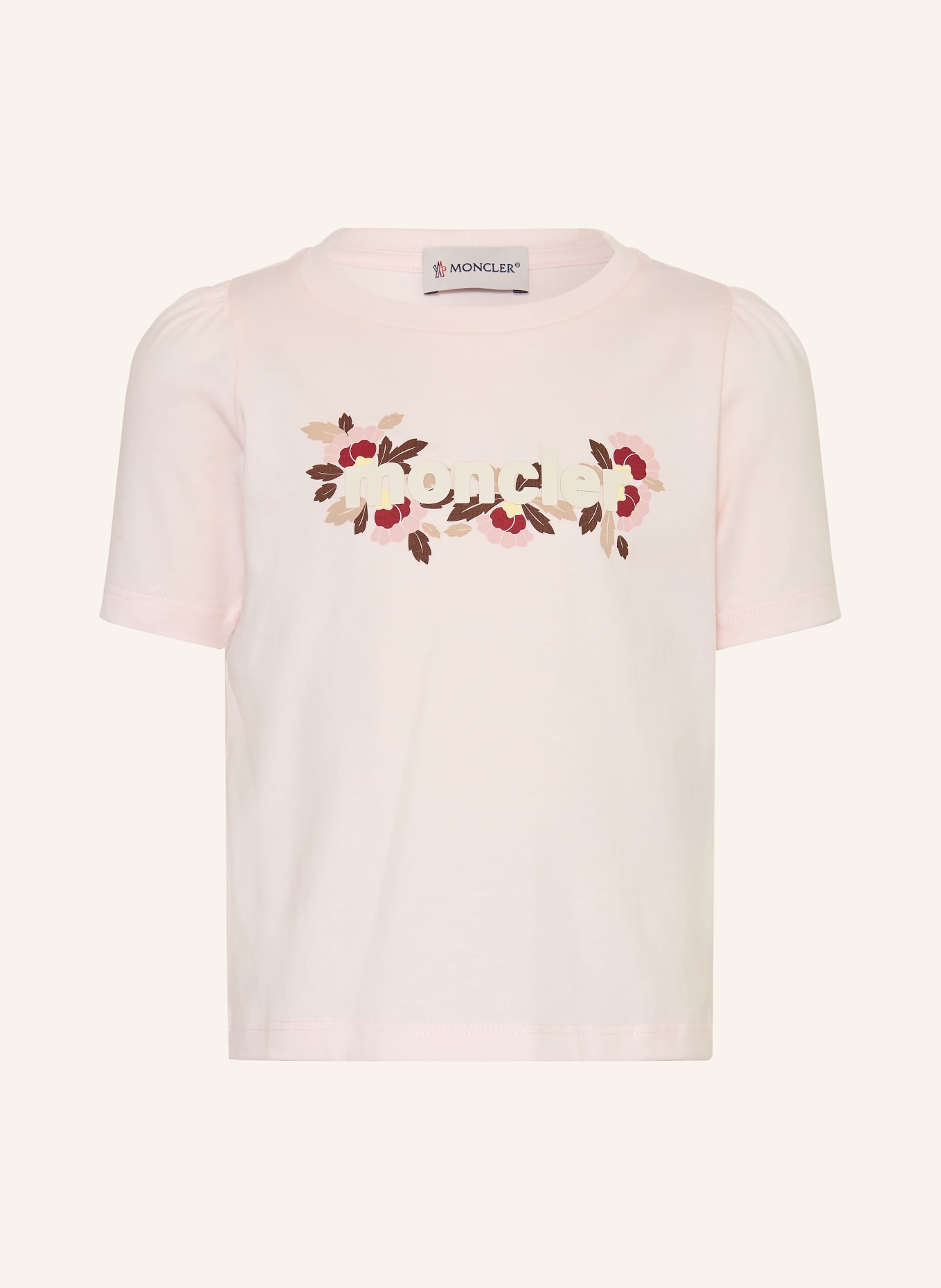 MONCLER enfant tričko: SVĚTLE RŮŽOVÁ / TMAVĚ HNĚDÁ / TMAVĚ ČERVENÁ