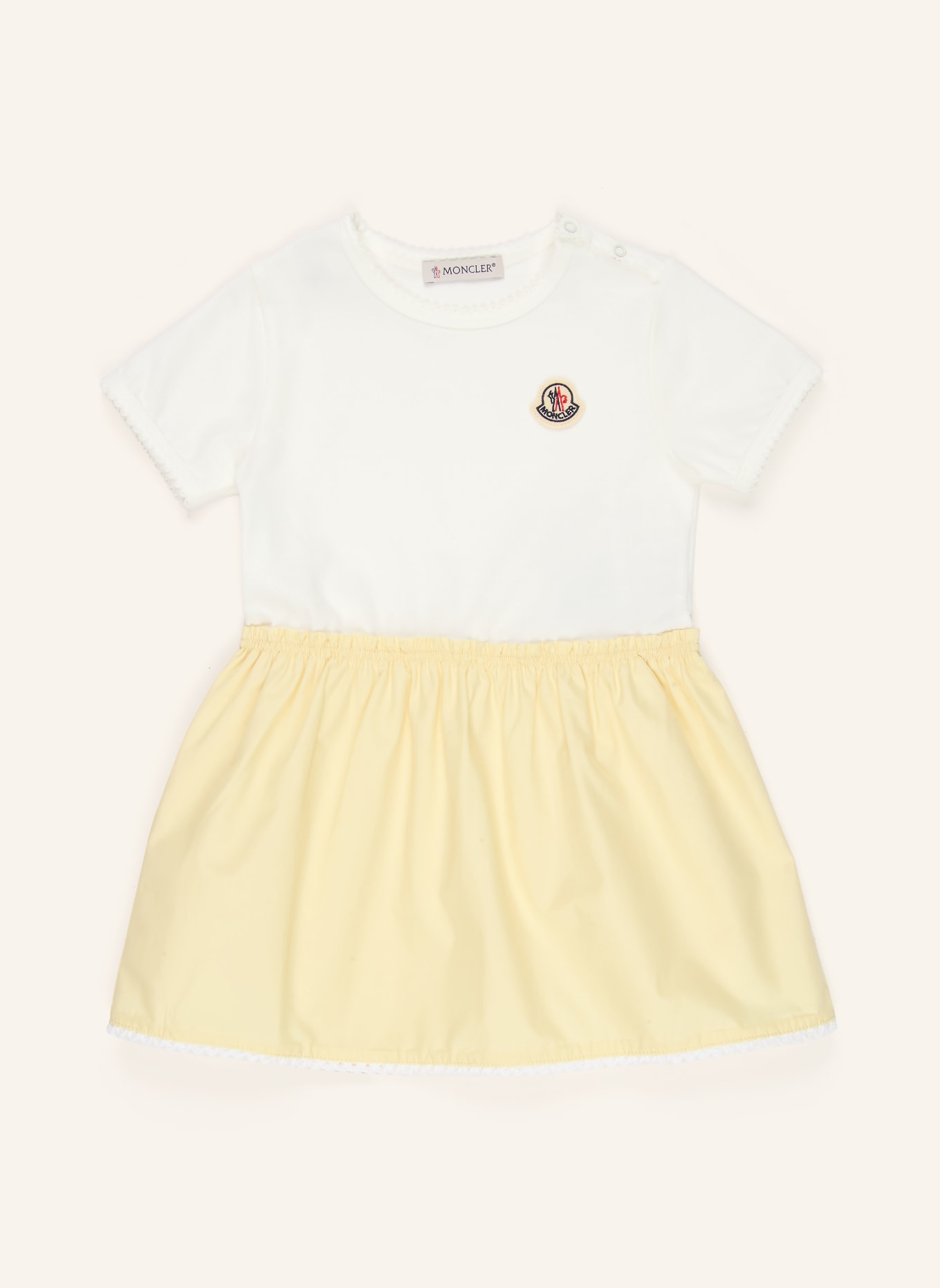 MONCLER enfant Kleid im Materialmix: WEISS / GELB