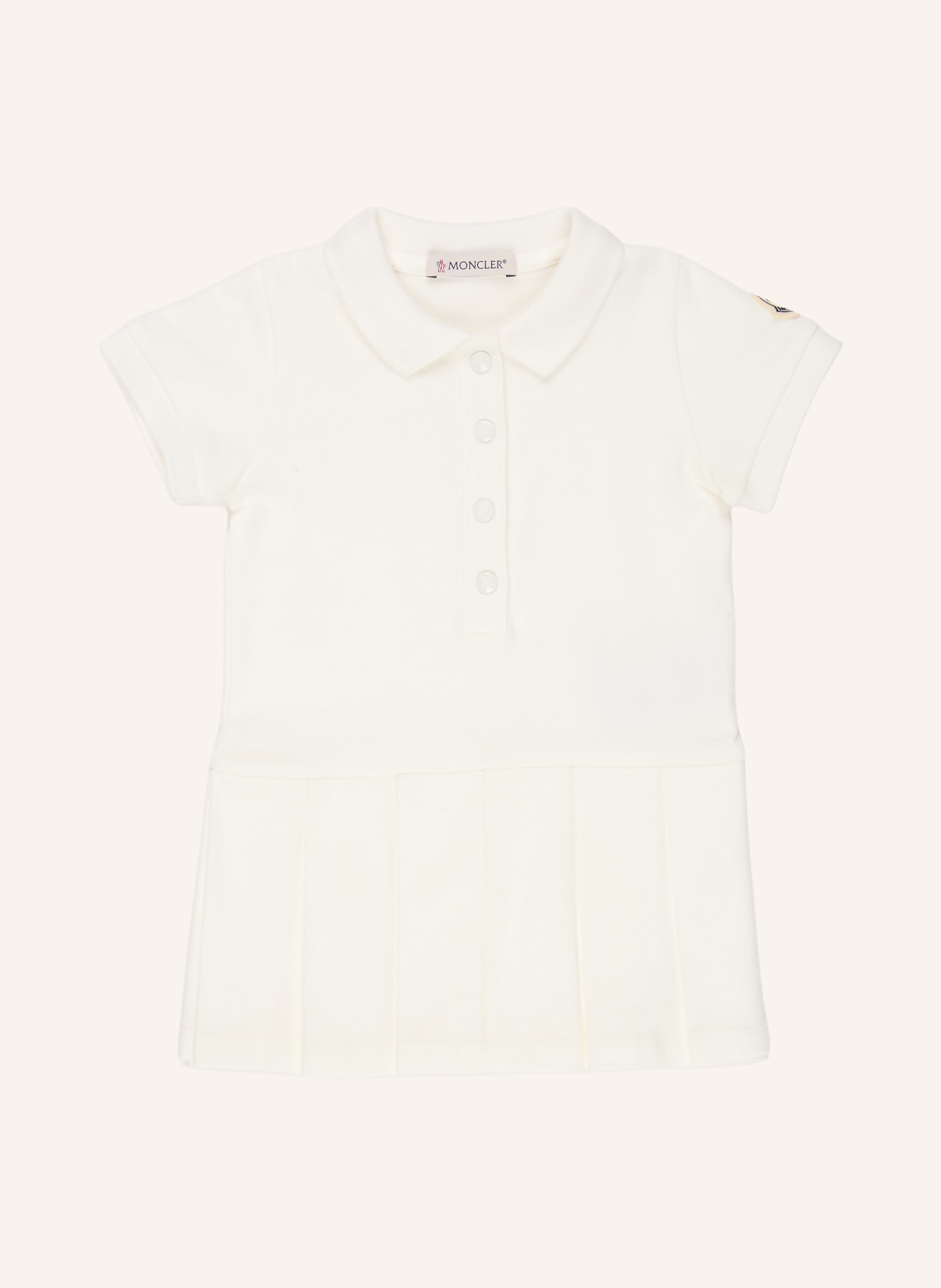 MONCLER enfant Set: Piqué-Polokleid und Shorts: ECRU