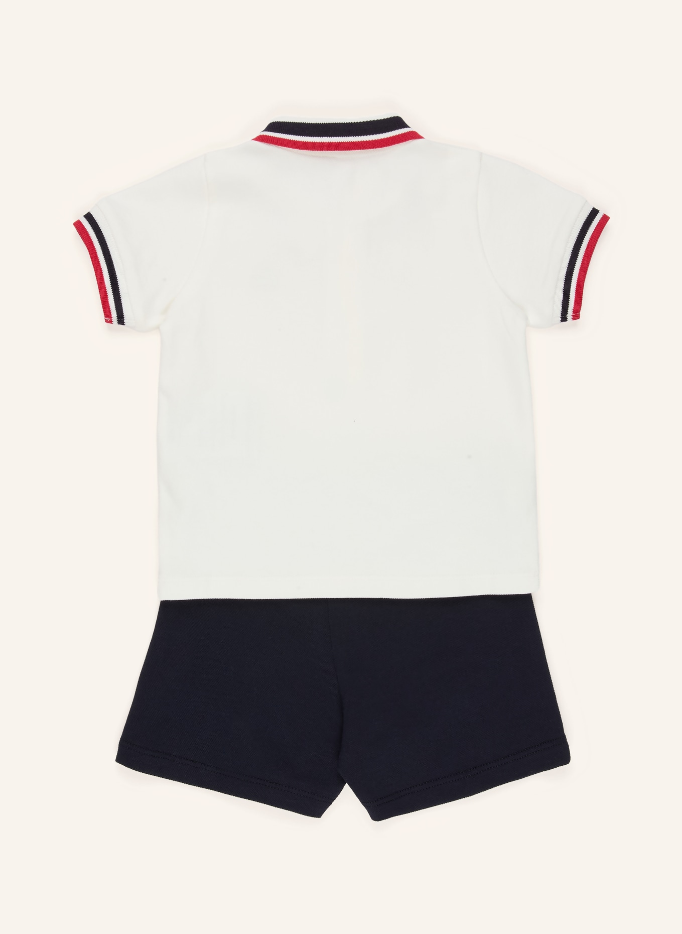 MONCLER enfant Set: piqué-poloshirt en korte broek: WIT / DONKERBLAUW