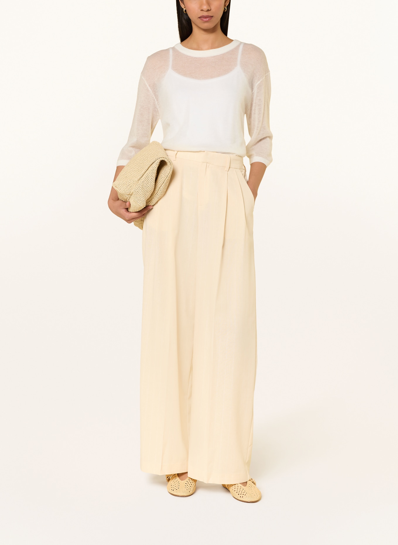 JOOP! Trui KILLA met mohair en 3/4-mouwen: ECRU