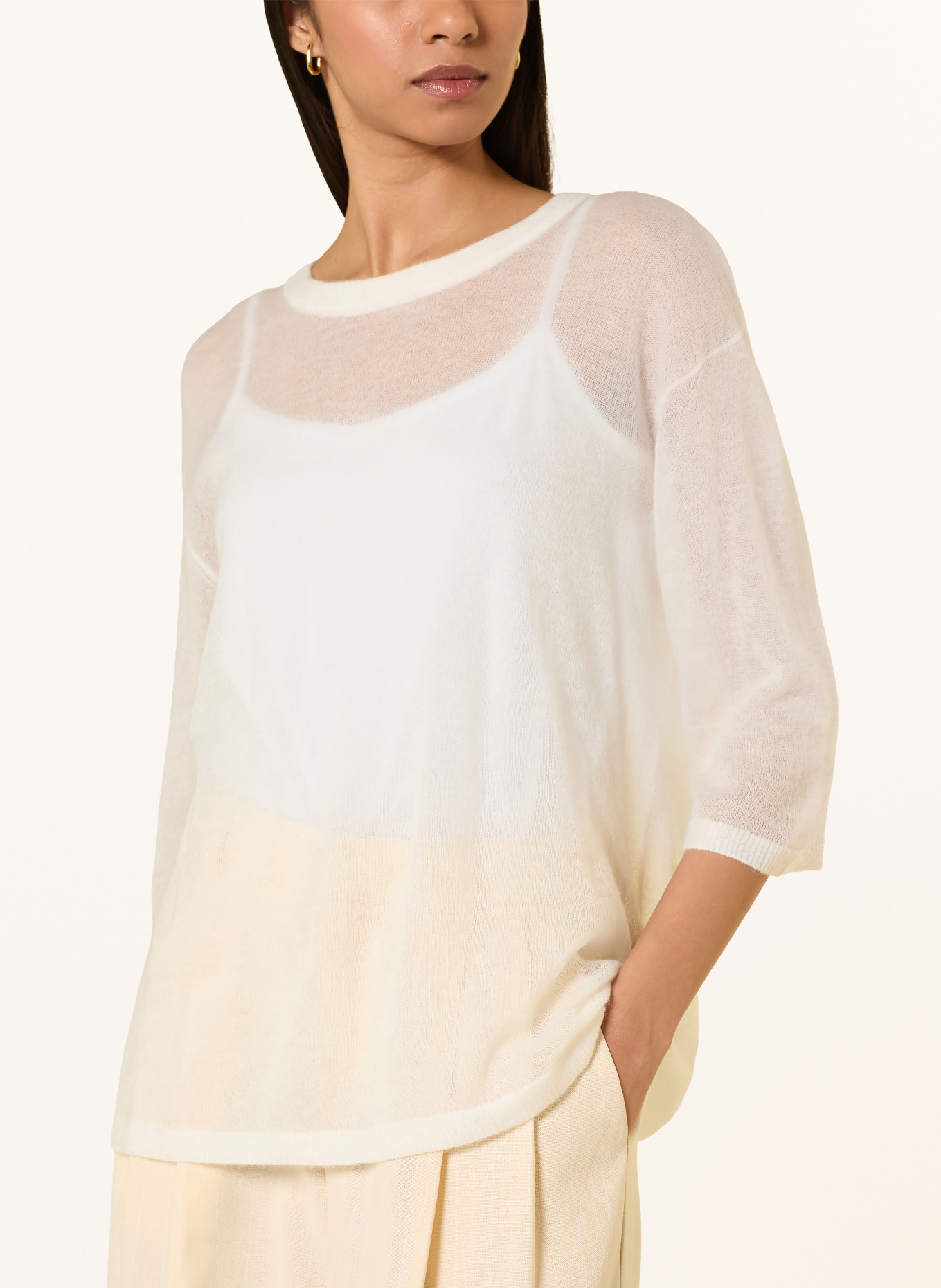 JOOP! Trui KILLA met mohair en 3/4-mouwen: ECRU