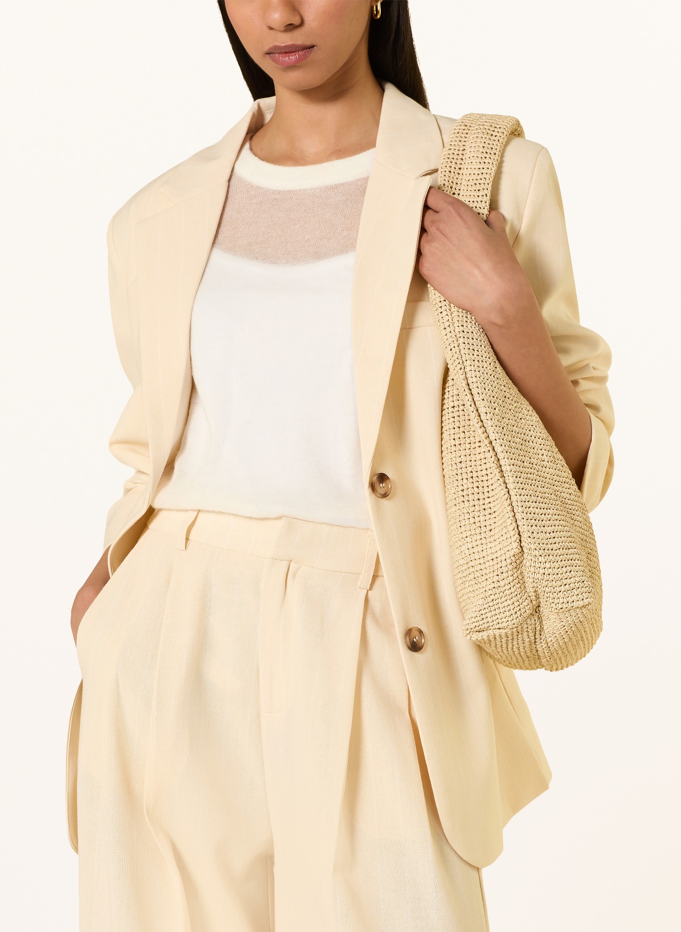 JOOP! Trui KILLA met mohair en 3/4-mouwen: ECRU