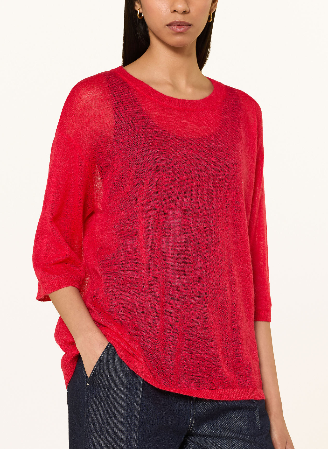 JOOP! Trui KILLA met mohair en 3/4-mouwen: ROOD