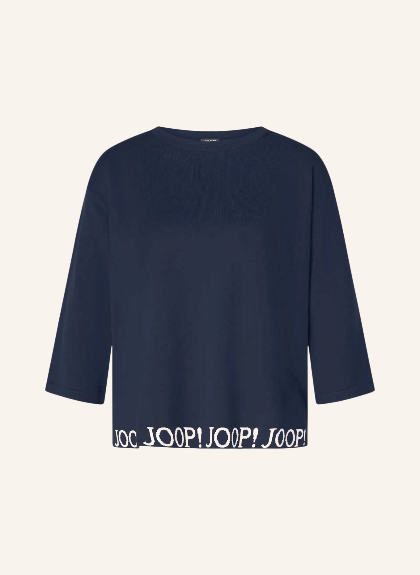 JOOP! Trui KUSSA met 3/4-mouwen: DONKERBLAUW / WIT