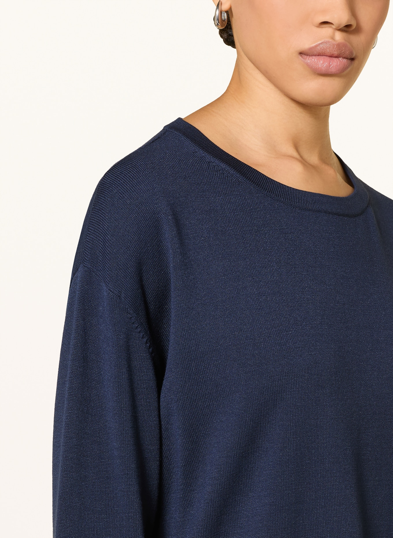 JOOP! Trui KUSSA met 3/4-mouwen: DONKERBLAUW / WIT