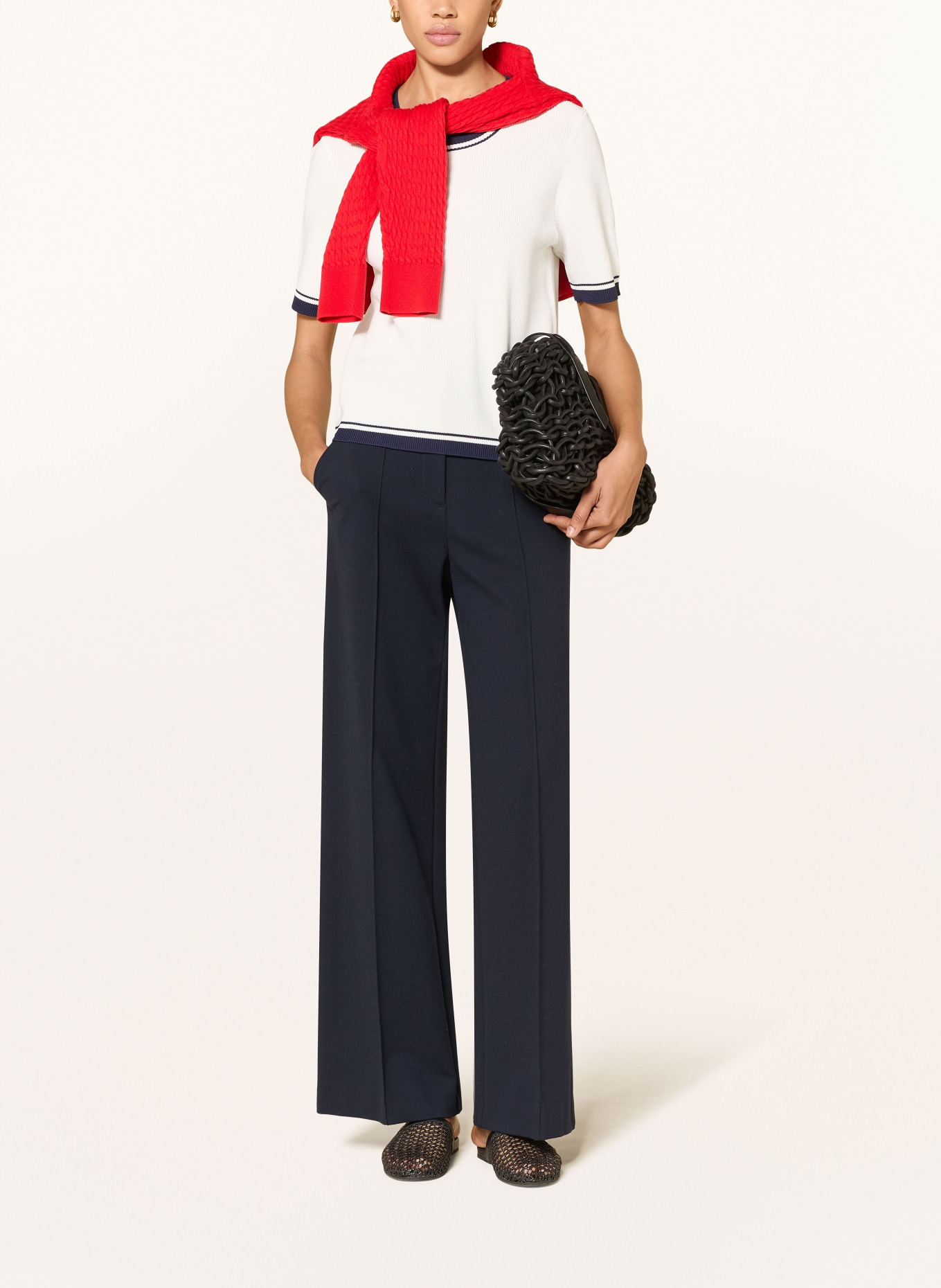 JOOP! Gebreid shirt KIRELA: ECRU / DONKERBLAUW