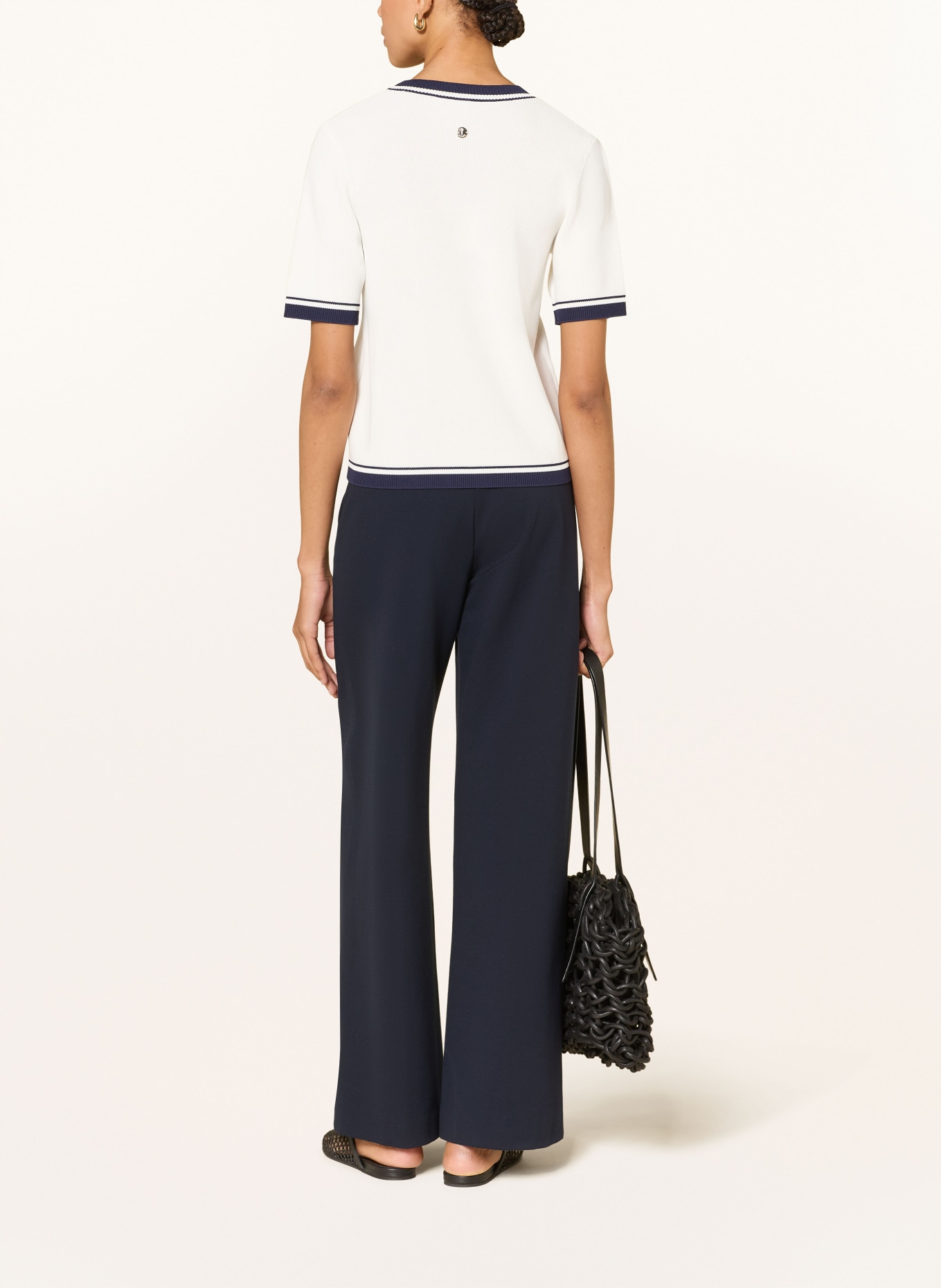 JOOP! Gebreid shirt KIRELA: ECRU / DONKERBLAUW